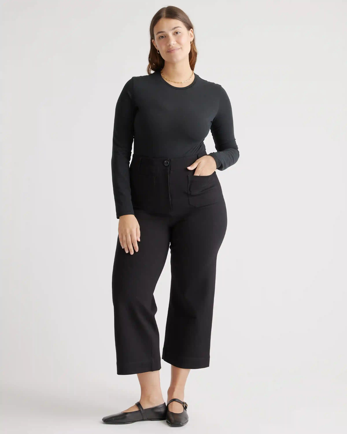 Ultra-Stretch Ponte Cropped Wide Leg Pant