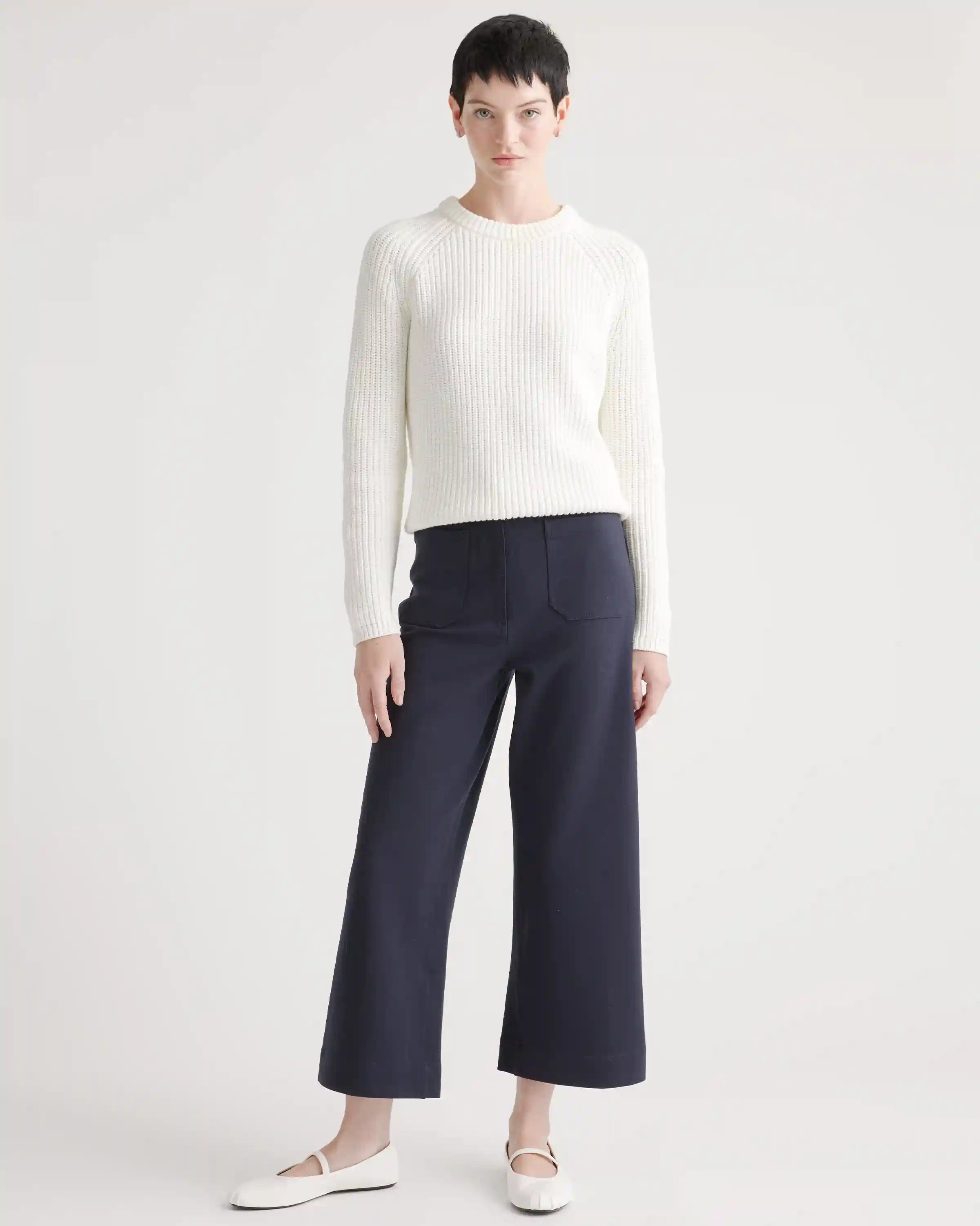 Ultra-Stretch Ponte Cropped Wide Leg Pant