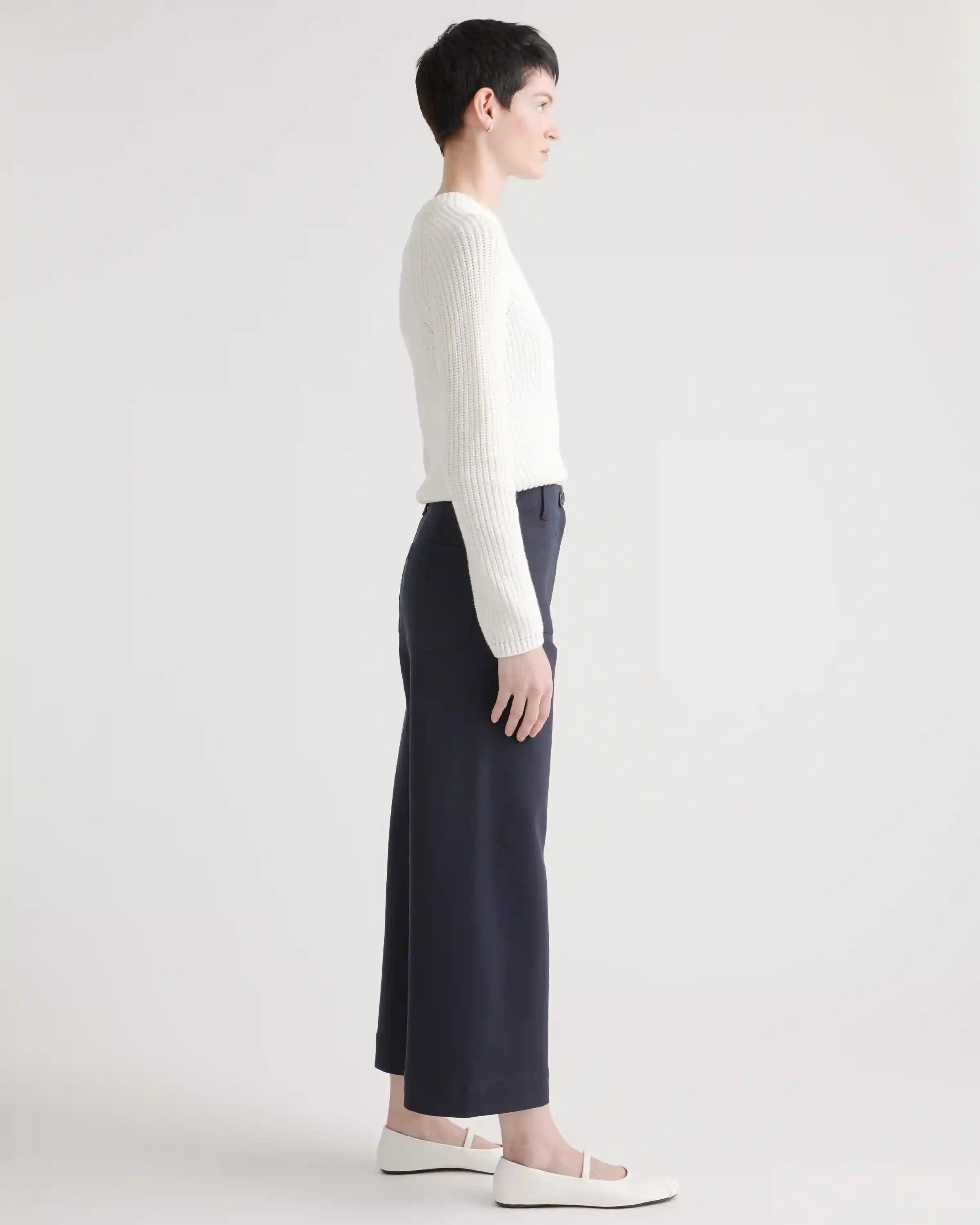 Ultra-Stretch Ponte Cropped Wide Leg Pant