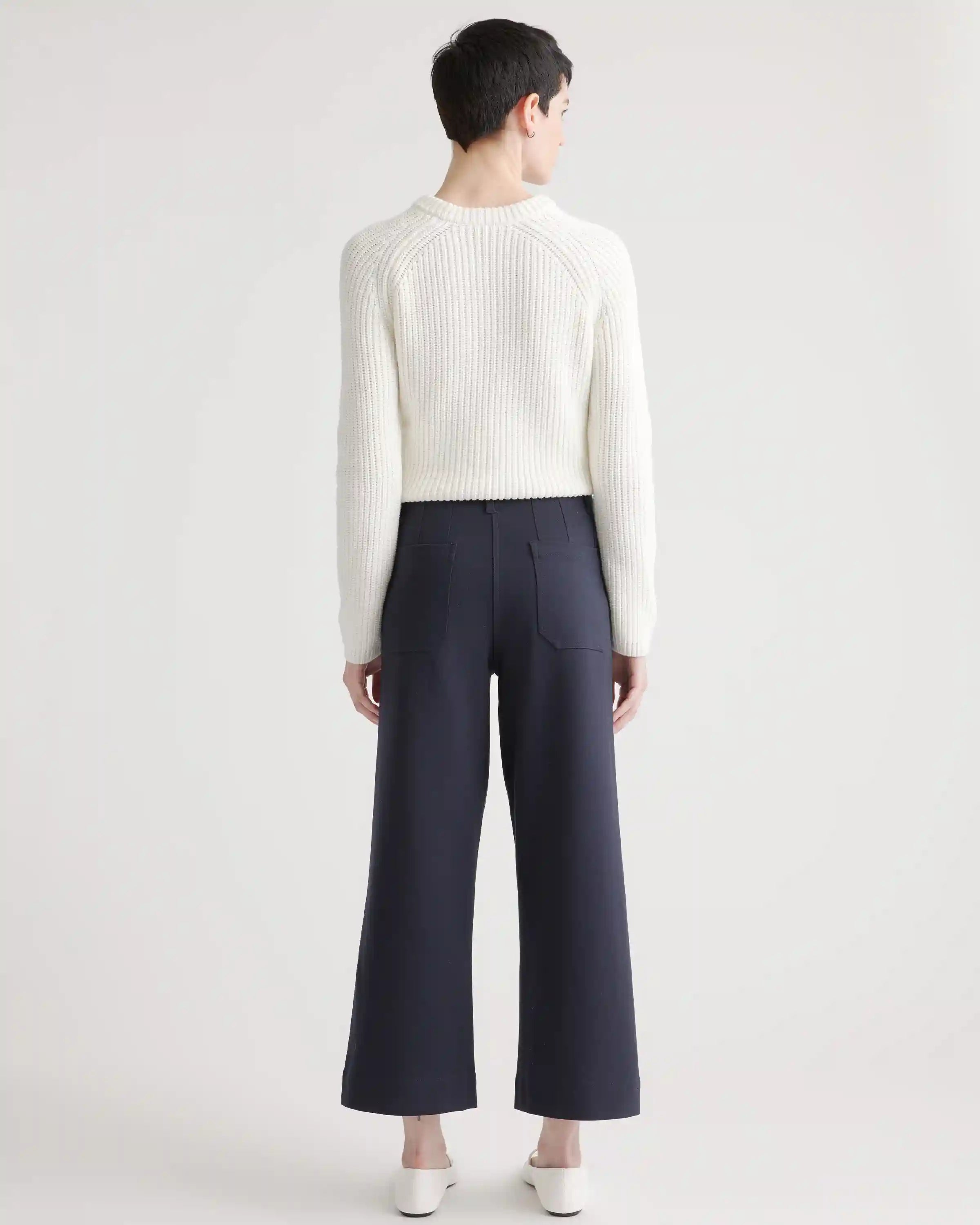 Ultra-Stretch Ponte Cropped Wide Leg Pant