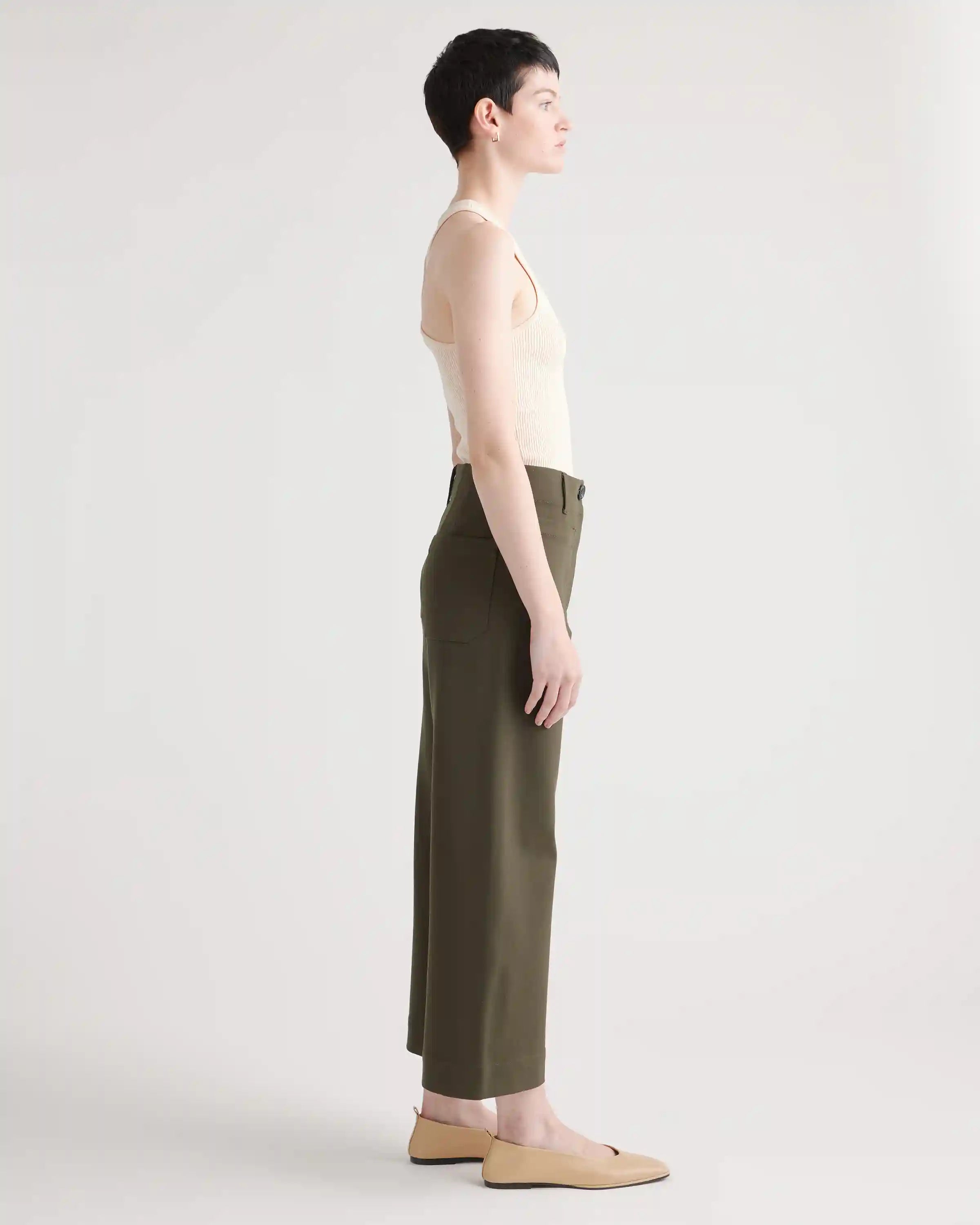 Ultra-Stretch Ponte Cropped Wide Leg Pant