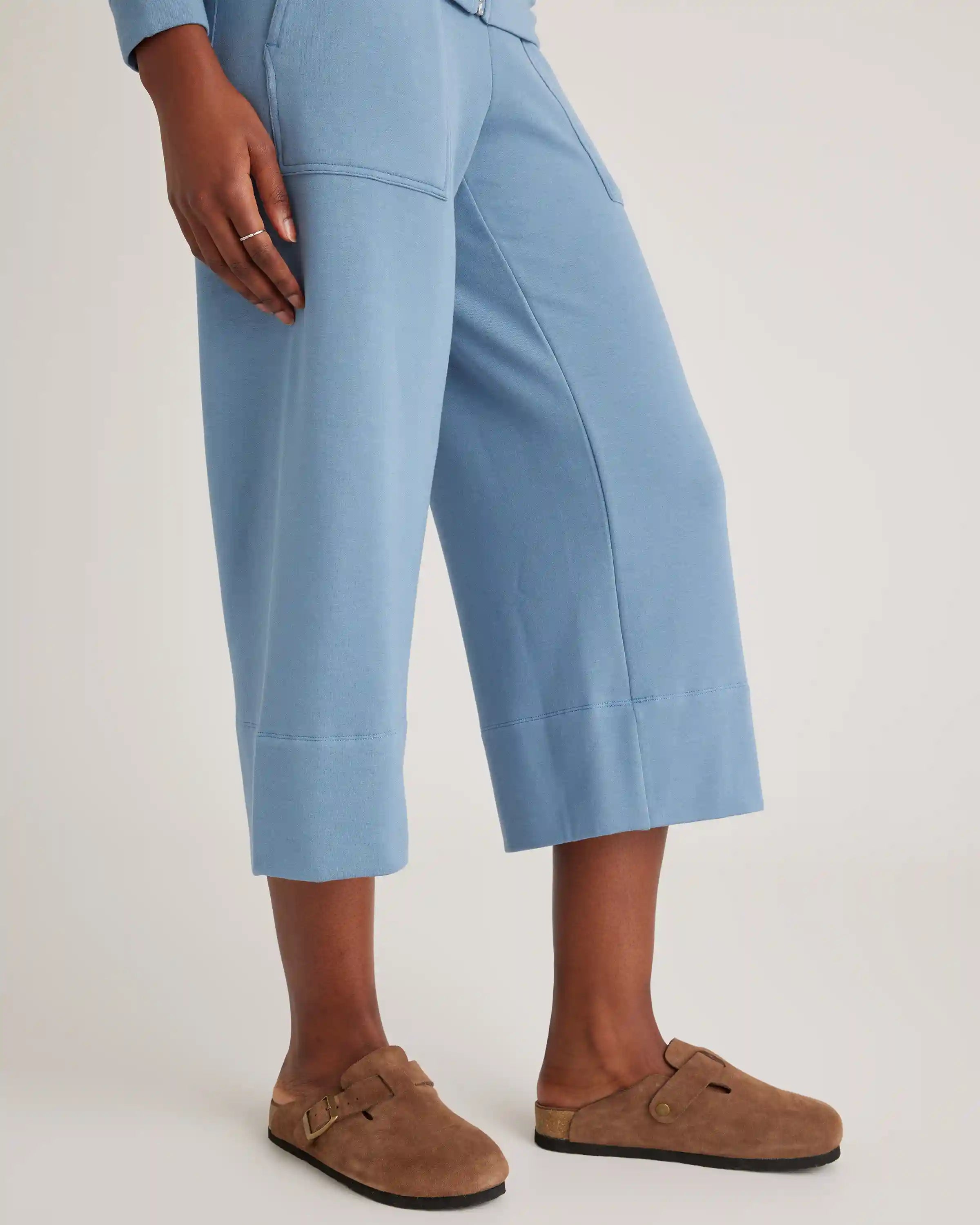 SuperSoft Fleece Cropped Wide Leg Pants