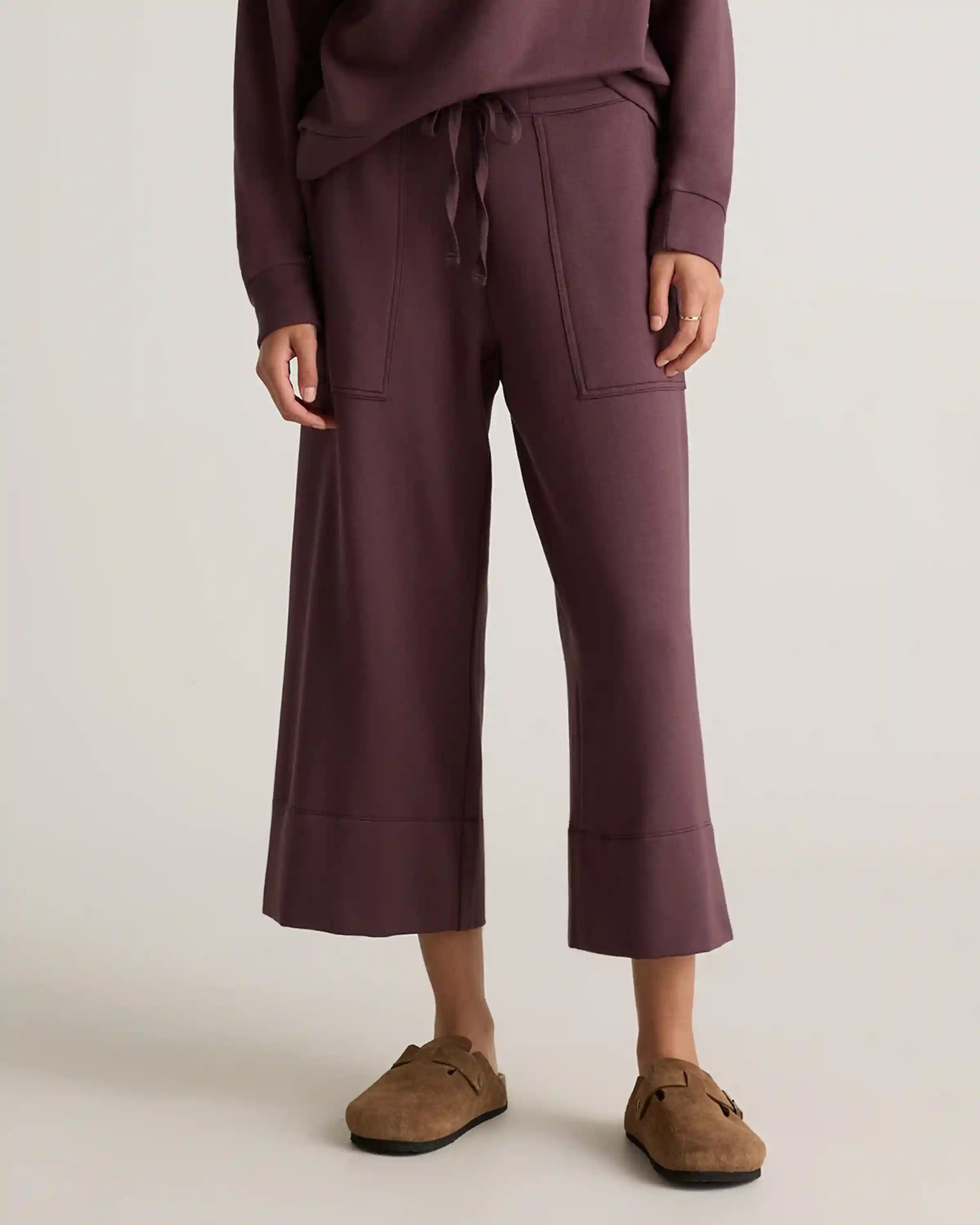 SuperSoft Fleece Cropped Wide Leg Pants