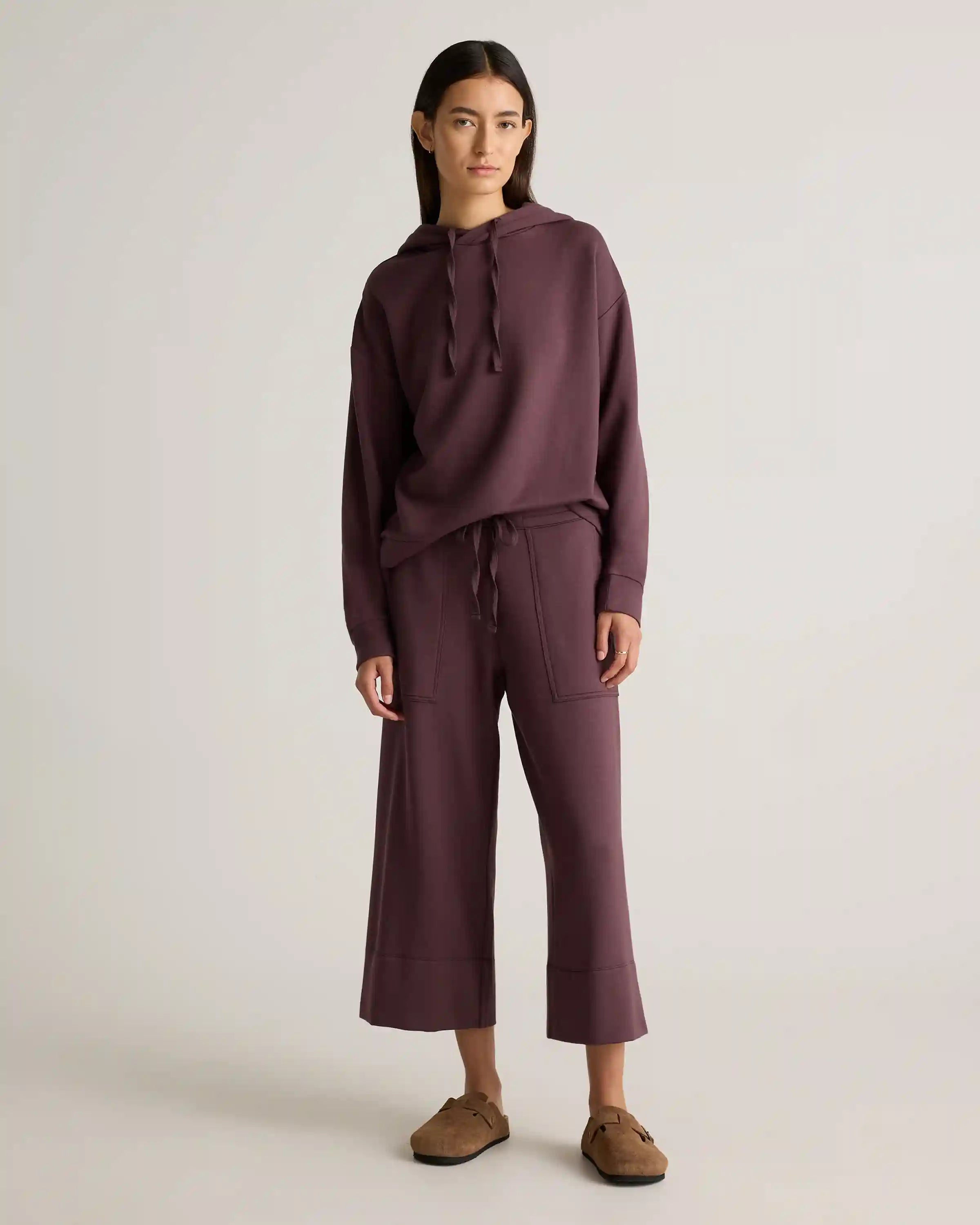 SuperSoft Fleece Cropped Wide Leg Pants
