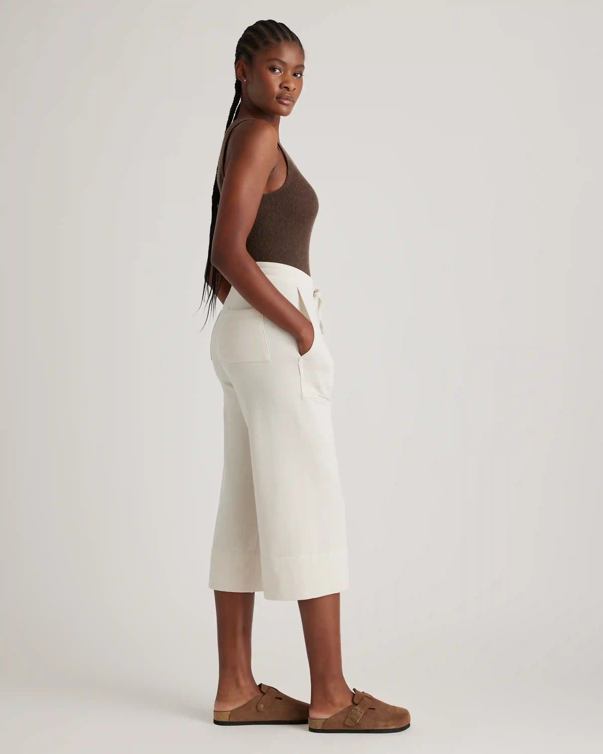 SuperSoft Fleece Cropped Wide Leg Pants