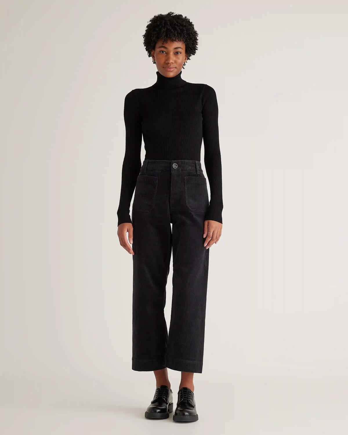 Organic Stretch Corduroy Cropped Wide Leg Pants