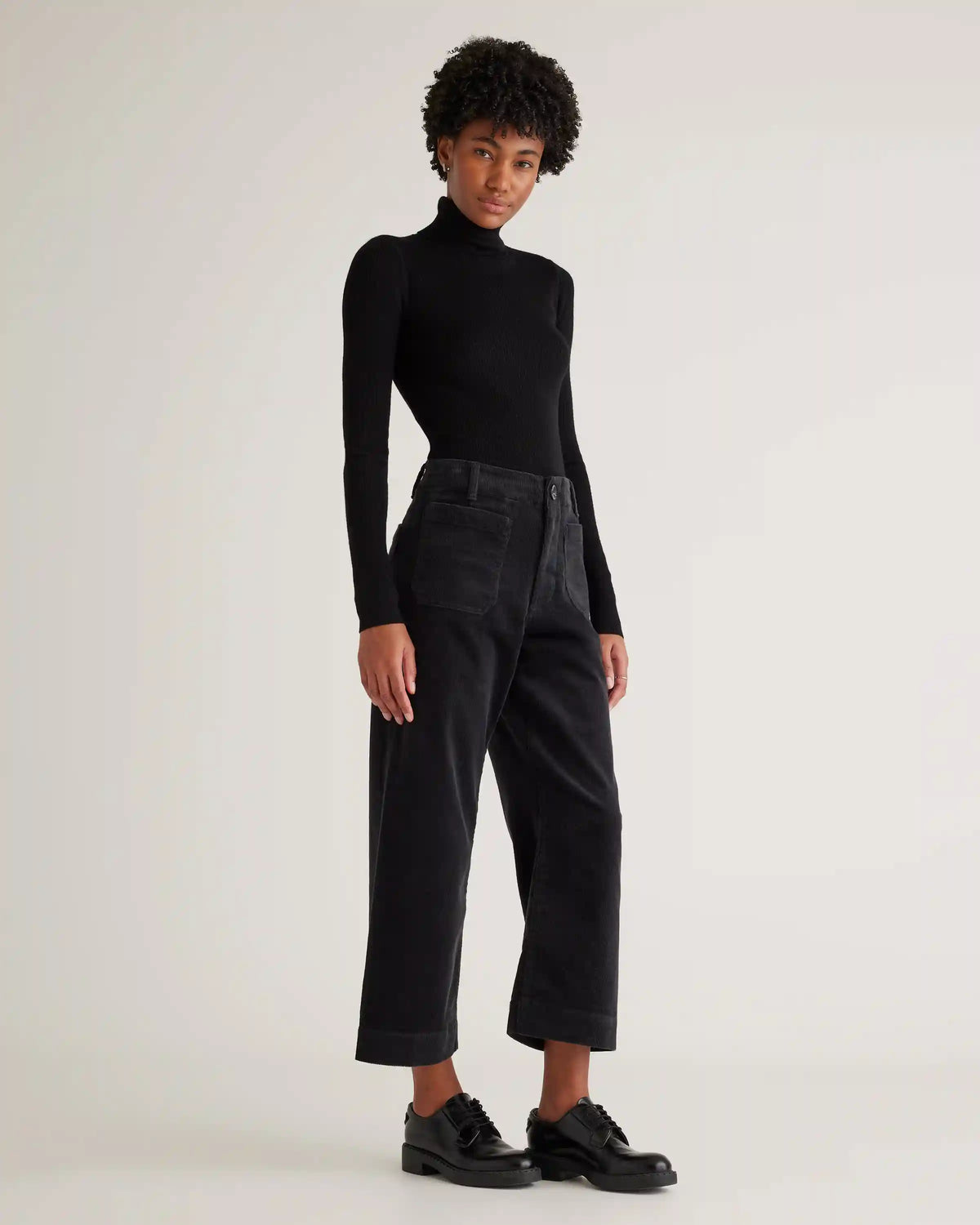 Organic Stretch Corduroy Cropped Wide Leg Pants