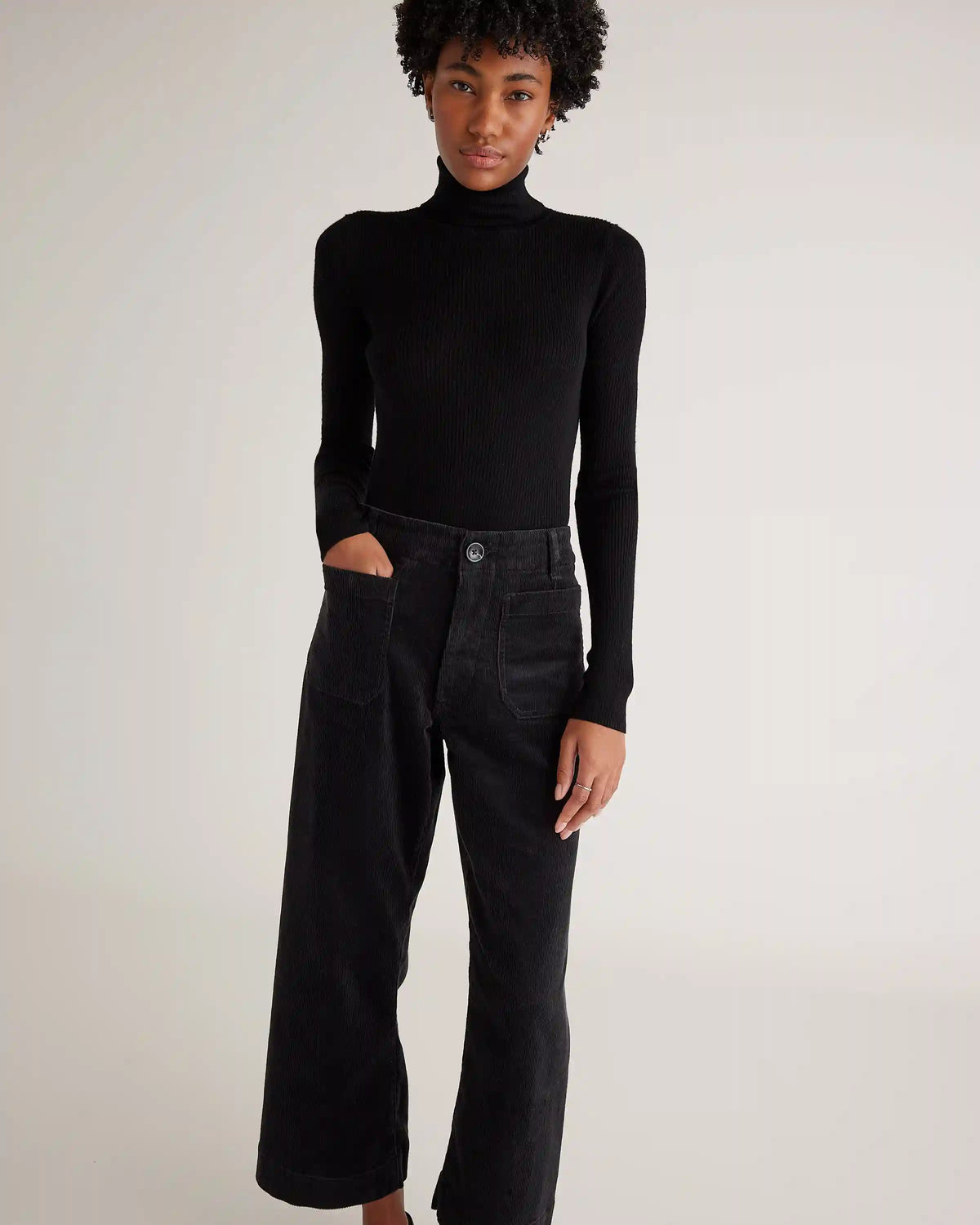 Organic Stretch Corduroy Cropped Wide Leg Pants