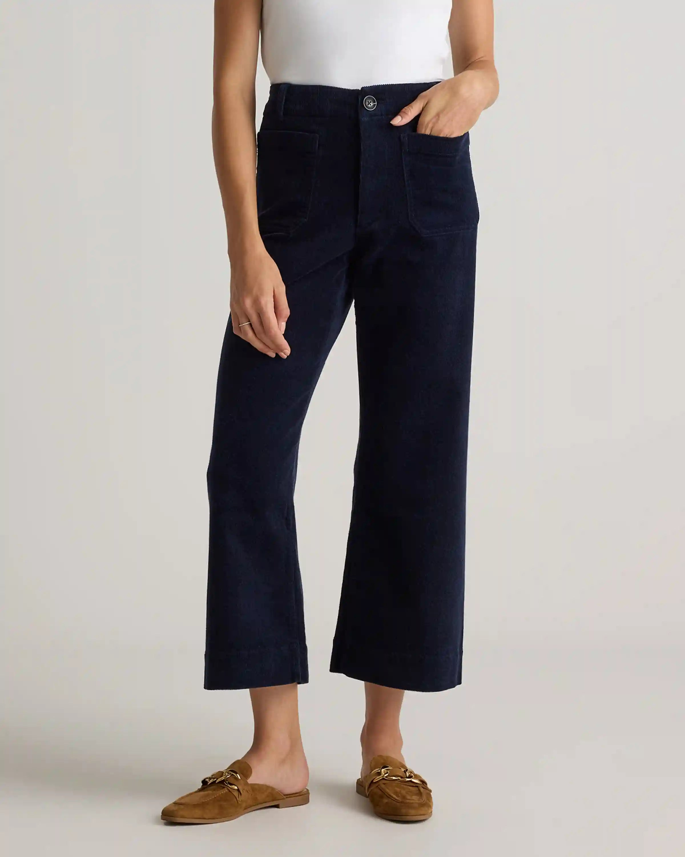 Organic Stretch Corduroy Cropped Wide Leg Pants