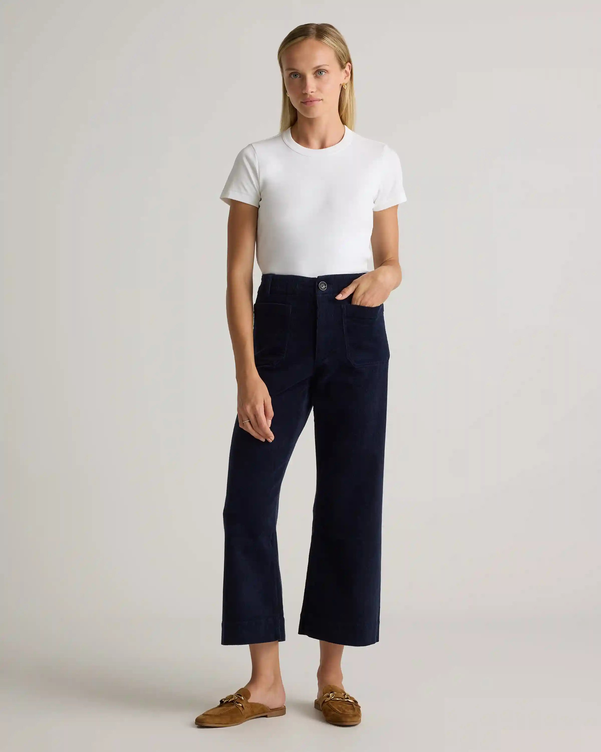 Organic Stretch Corduroy Cropped Wide Leg Pants