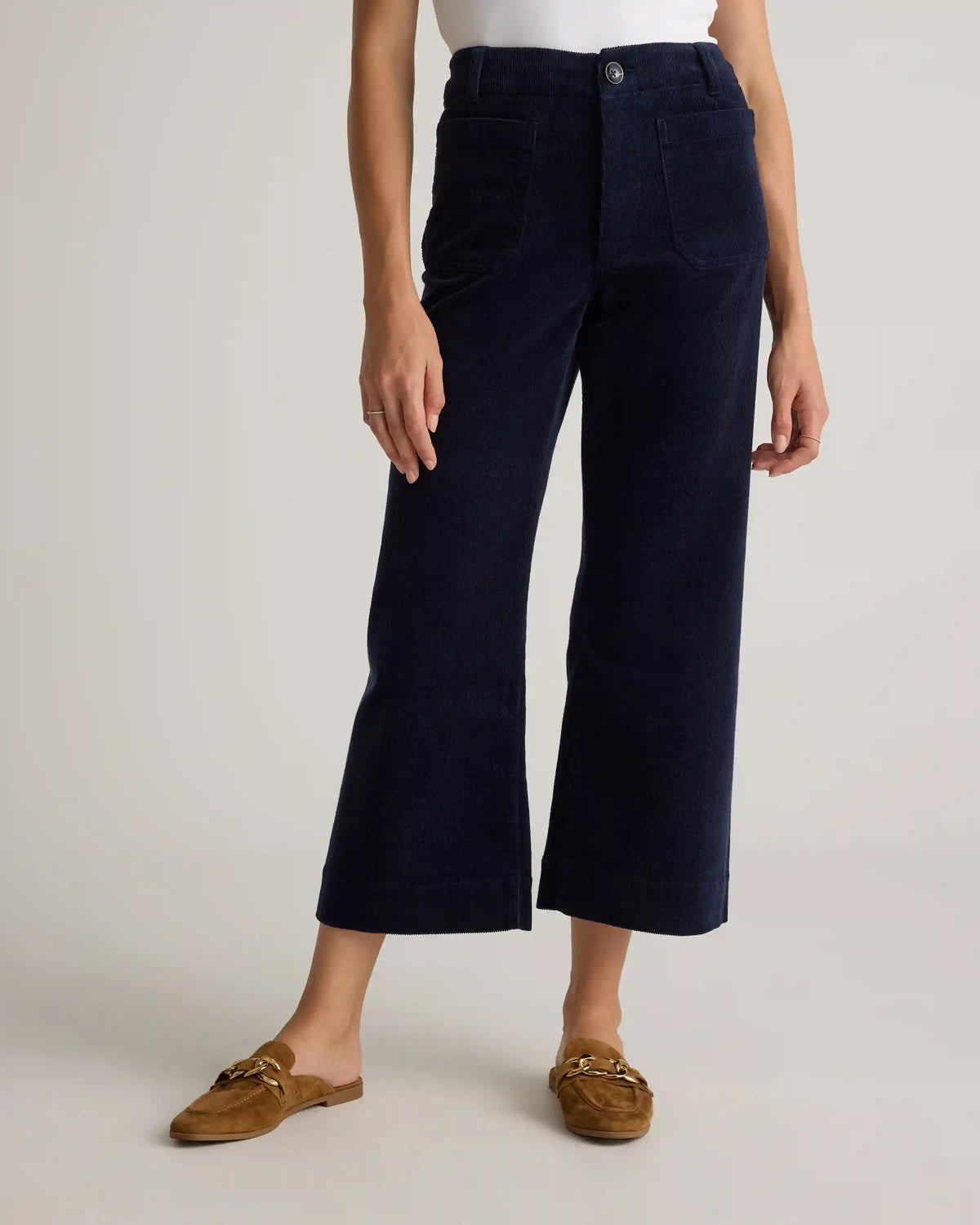 Organic Stretch Corduroy Cropped Wide Leg Pants