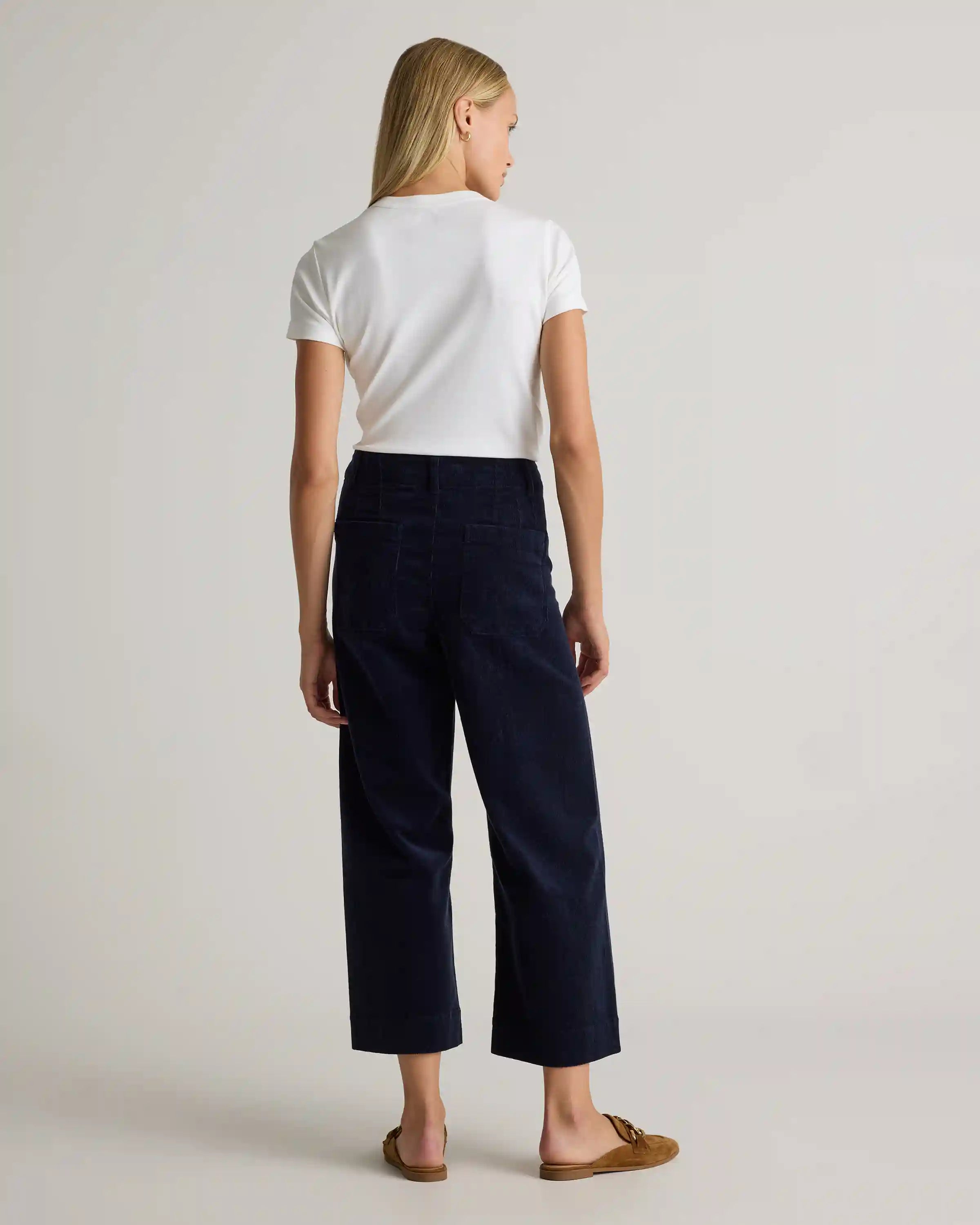 Organic Stretch Corduroy Cropped Wide Leg Pants