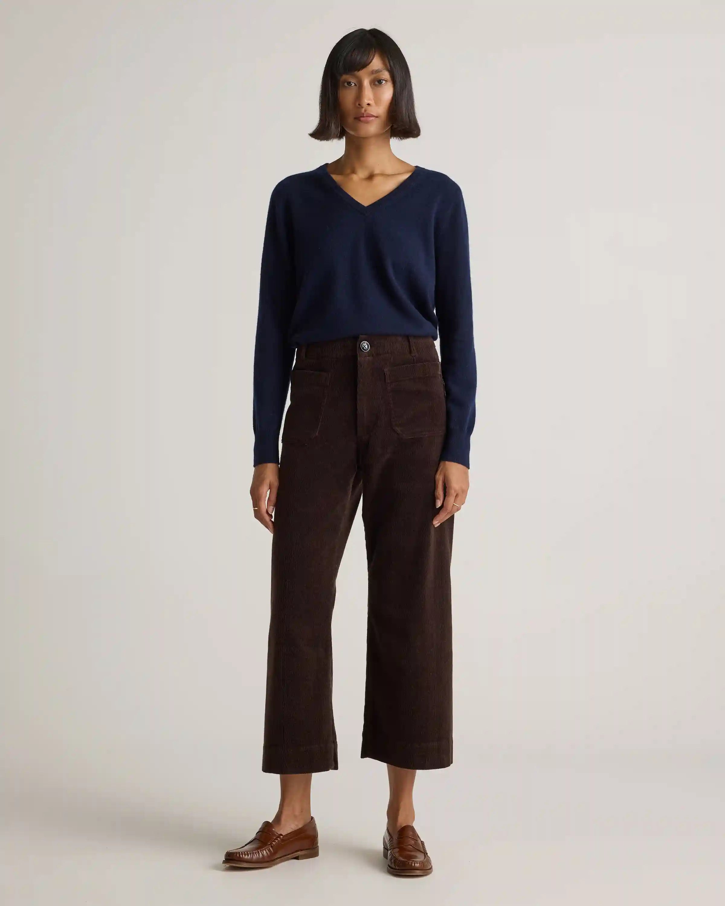 Organic Stretch Corduroy Cropped Wide Leg Pants