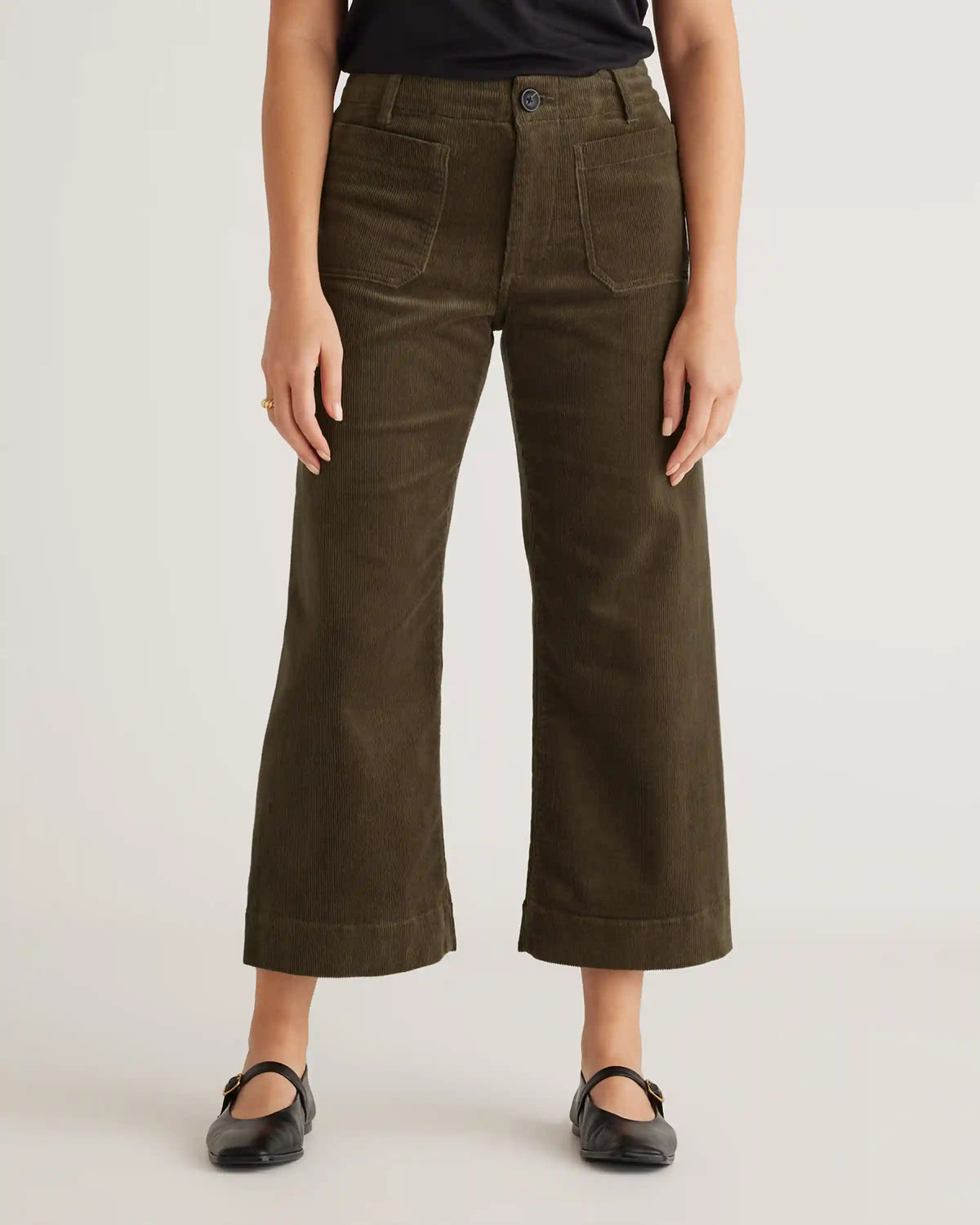 Organic Stretch Corduroy Cropped Wide Leg Pants