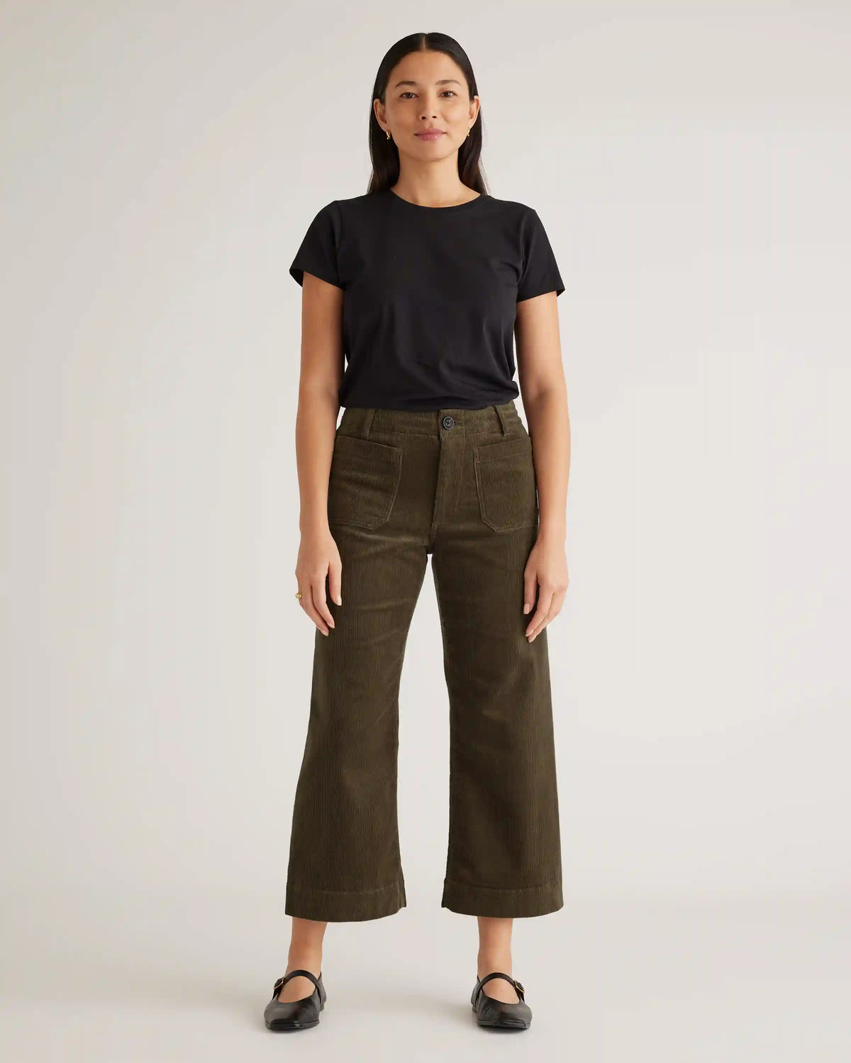 Organic Stretch Corduroy Cropped Wide Leg Pants