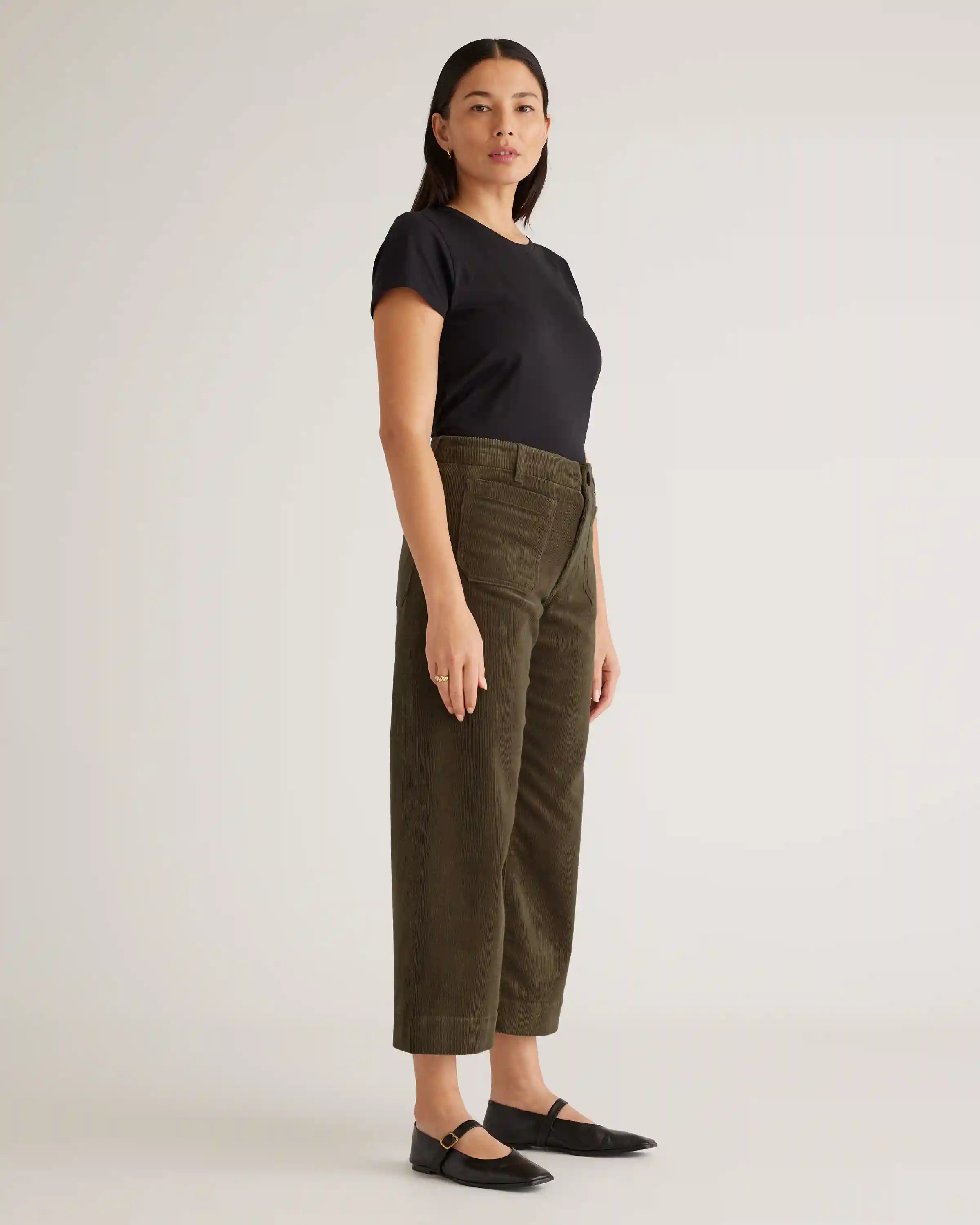 Organic Stretch Corduroy Cropped Wide Leg Pants