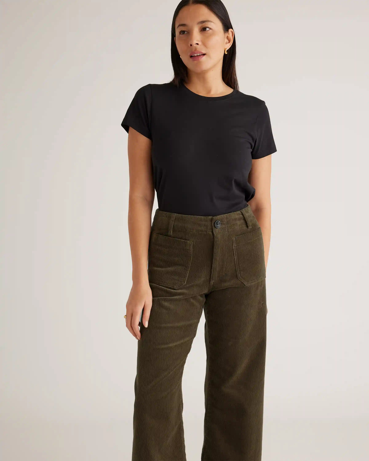 Organic Stretch Corduroy Cropped Wide Leg Pants