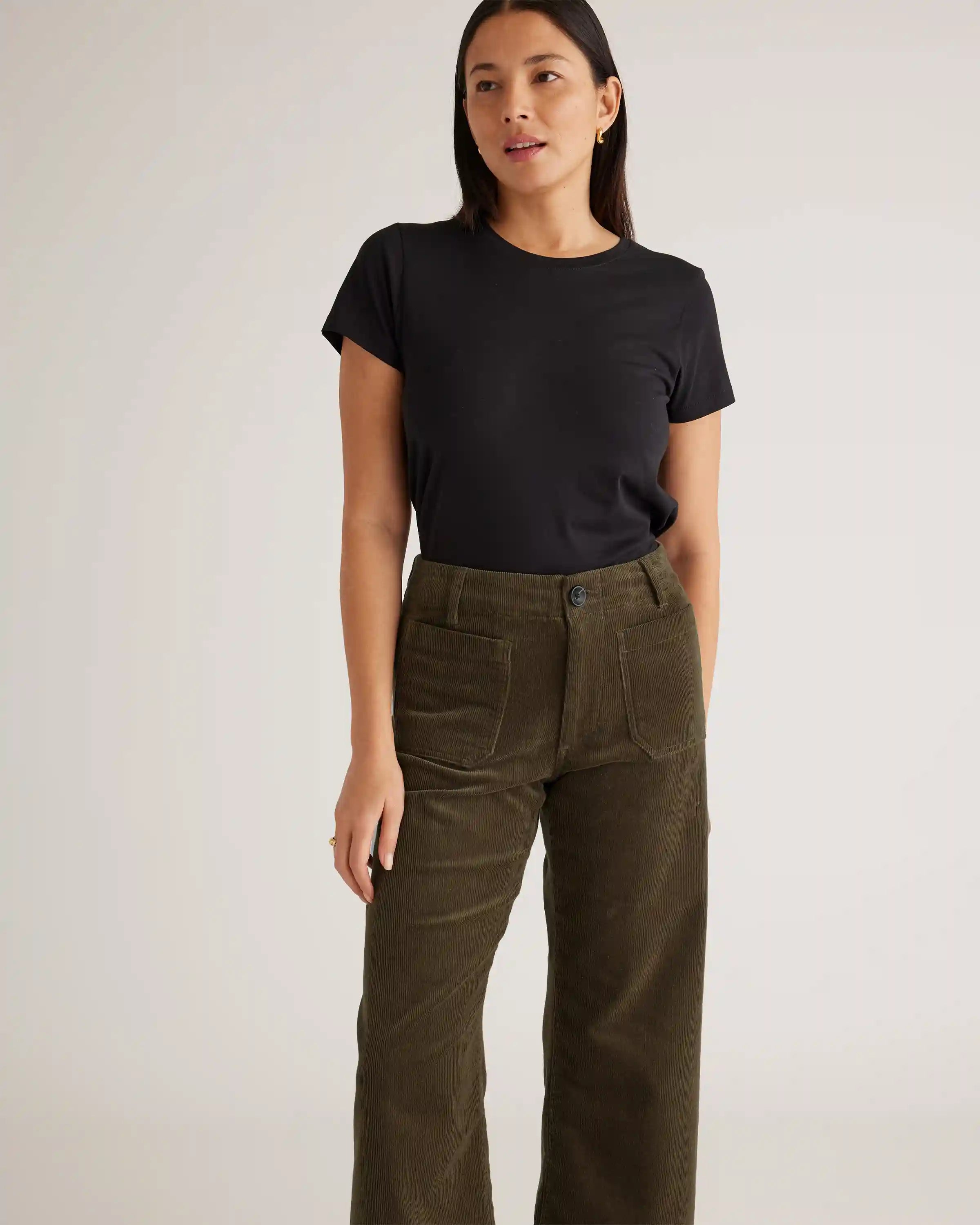 Organic Stretch Corduroy Cropped Wide Leg Pants