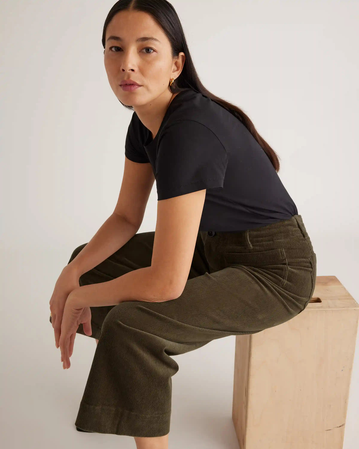 Organic Stretch Corduroy Cropped Wide Leg Pants