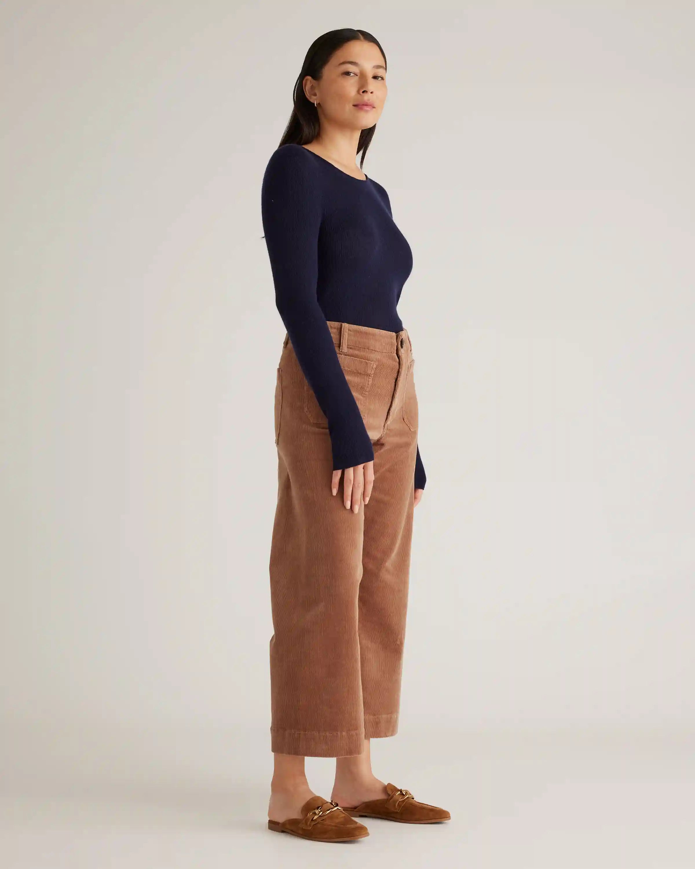 Organic Stretch Corduroy Cropped Wide Leg Pants