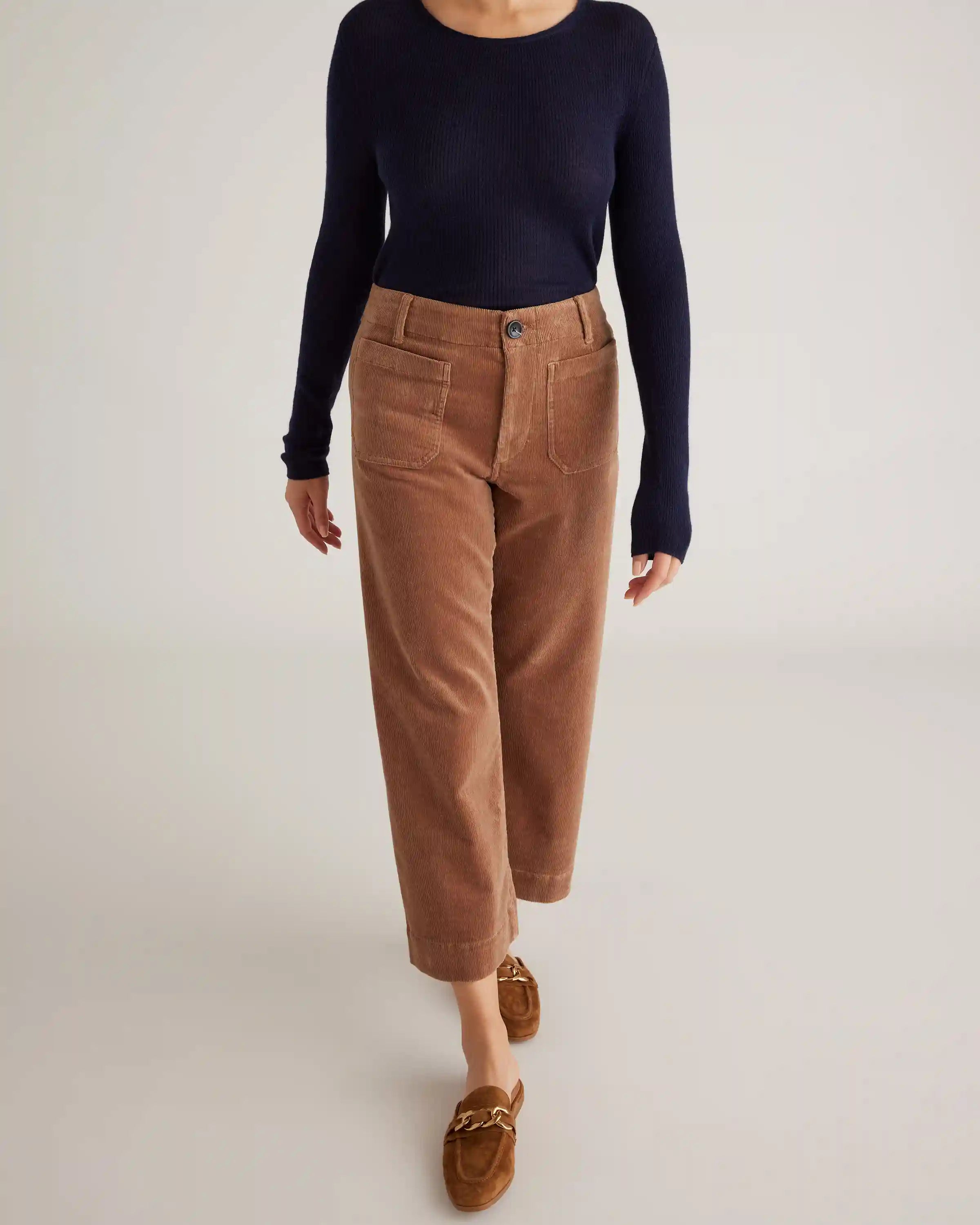 Organic Stretch Corduroy Cropped Wide Leg Pants