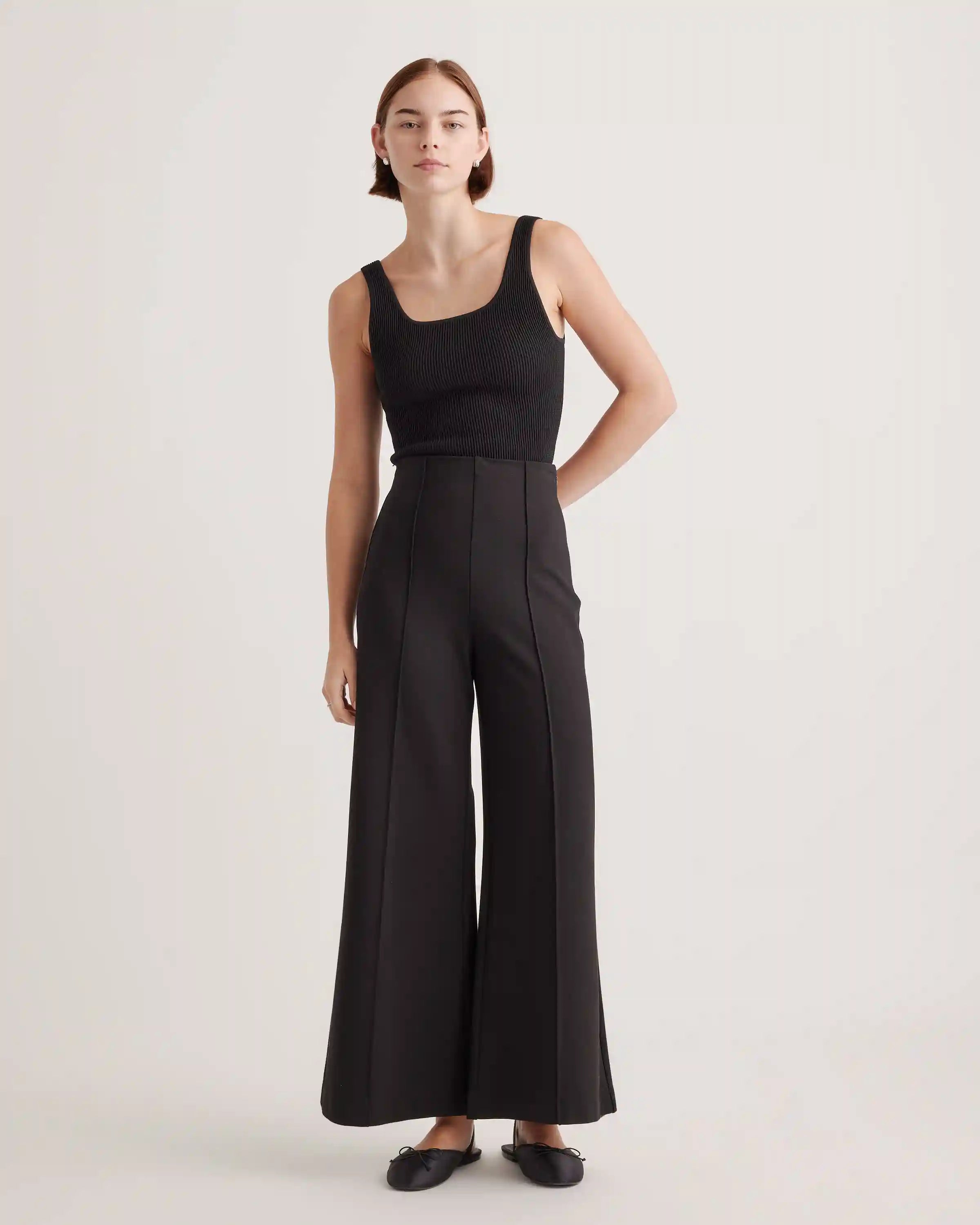 Ultra-Stretch Ponte Super Wide Leg Ankle Pants