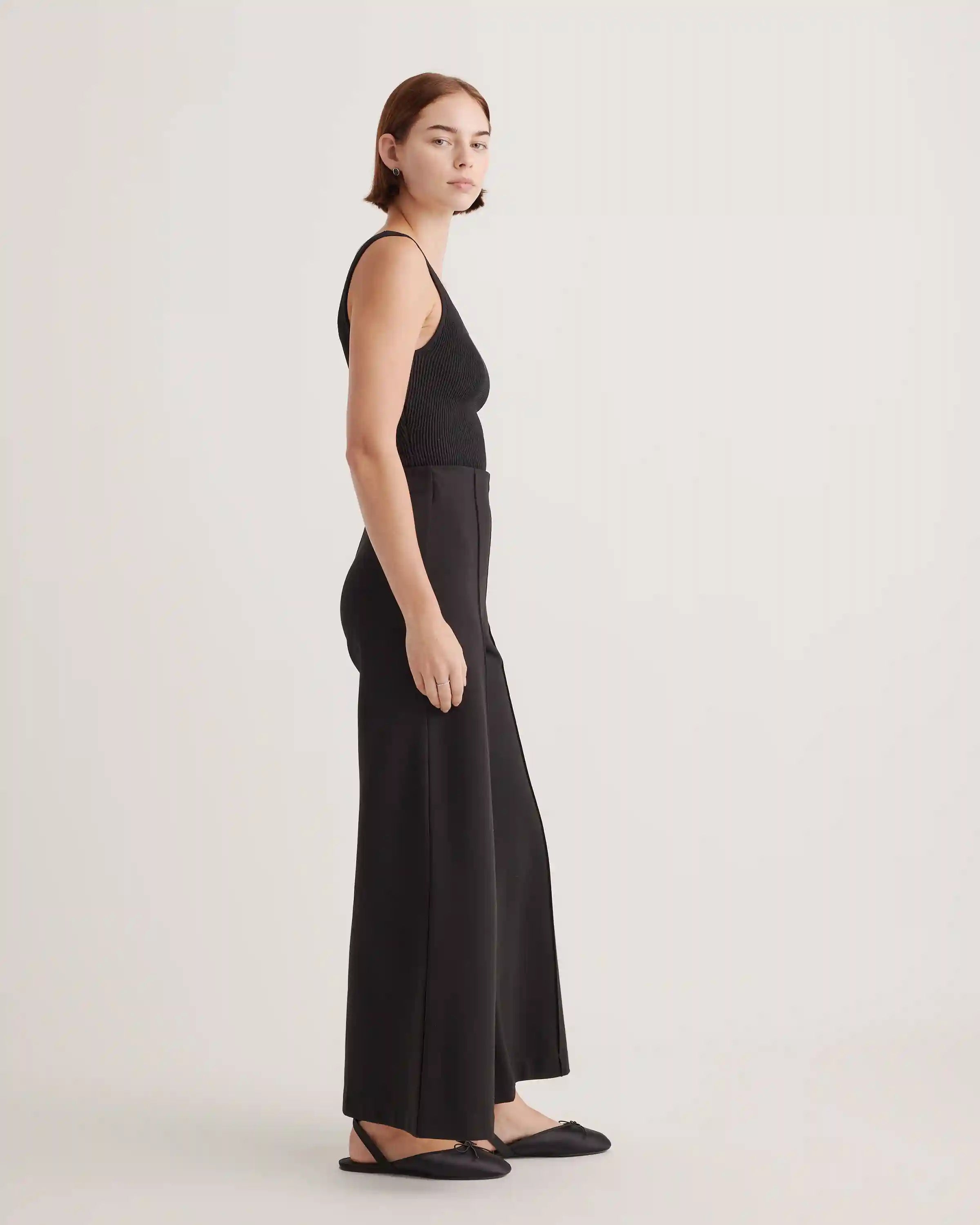 Ultra-Stretch Ponte Super Wide Leg Ankle Pants