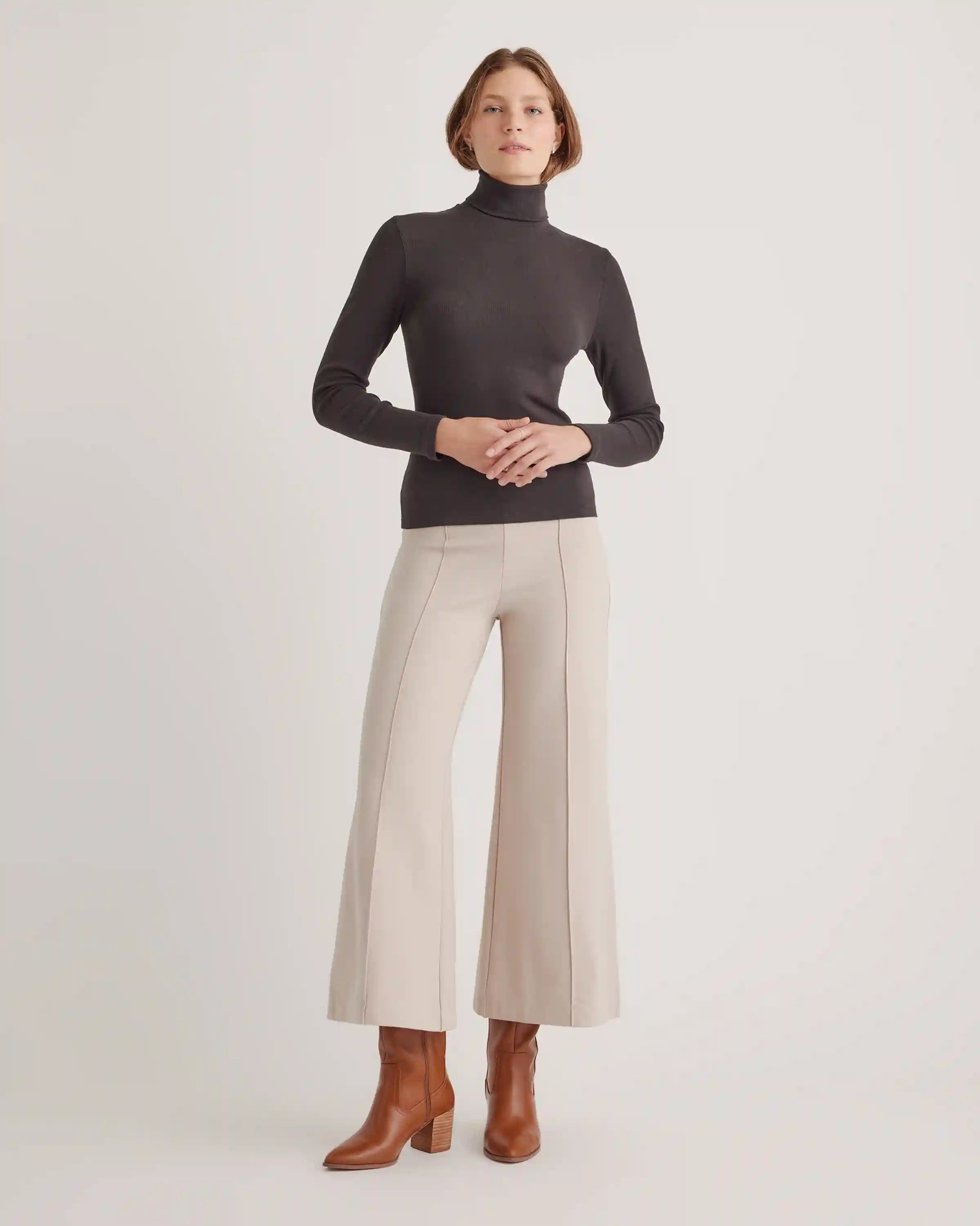 Ultra-Stretch Ponte Super Wide Leg Ankle Pants