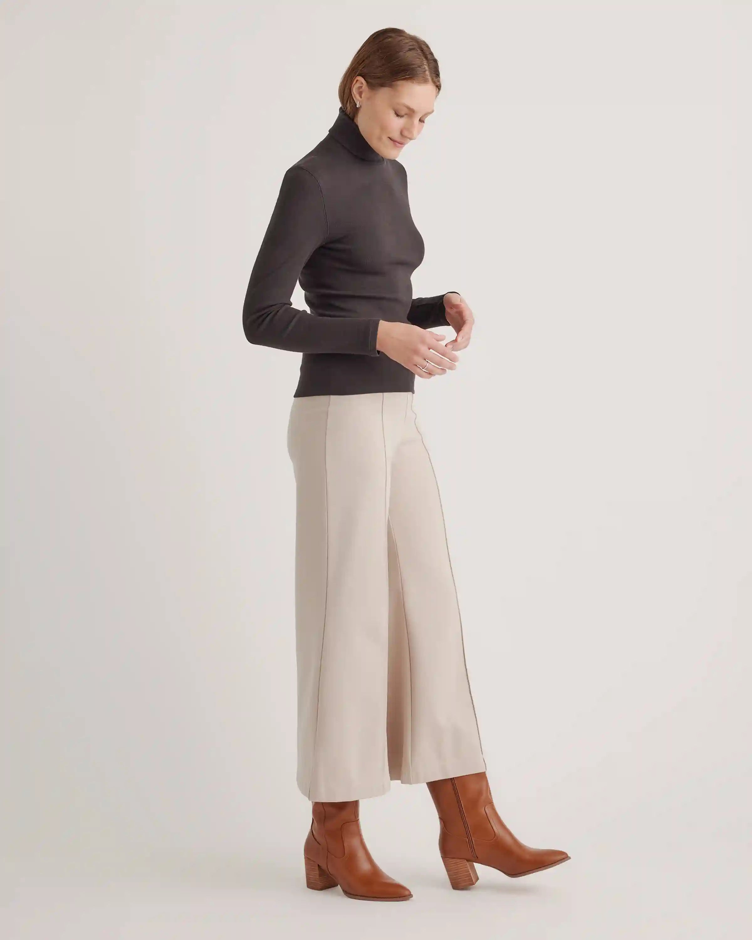 Ultra-Stretch Ponte Super Wide Leg Ankle Pants