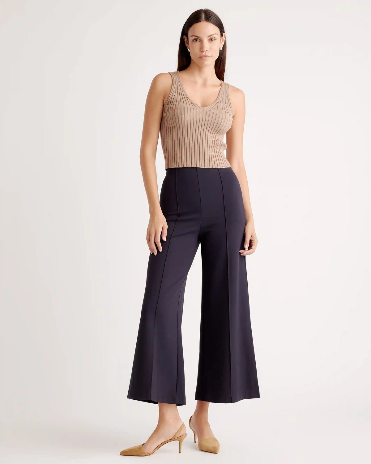 Ultra-Stretch Ponte Super Wide Leg Ankle Pants