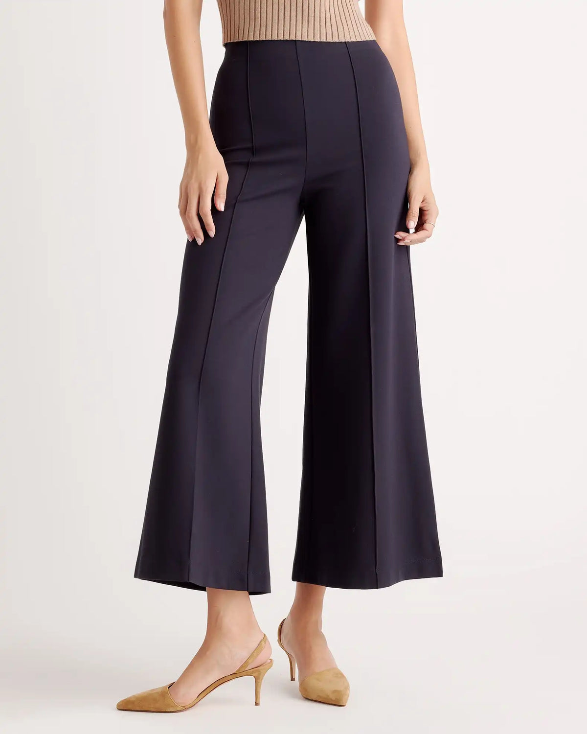 Ultra-Stretch Ponte Super Wide Leg Ankle Pants
