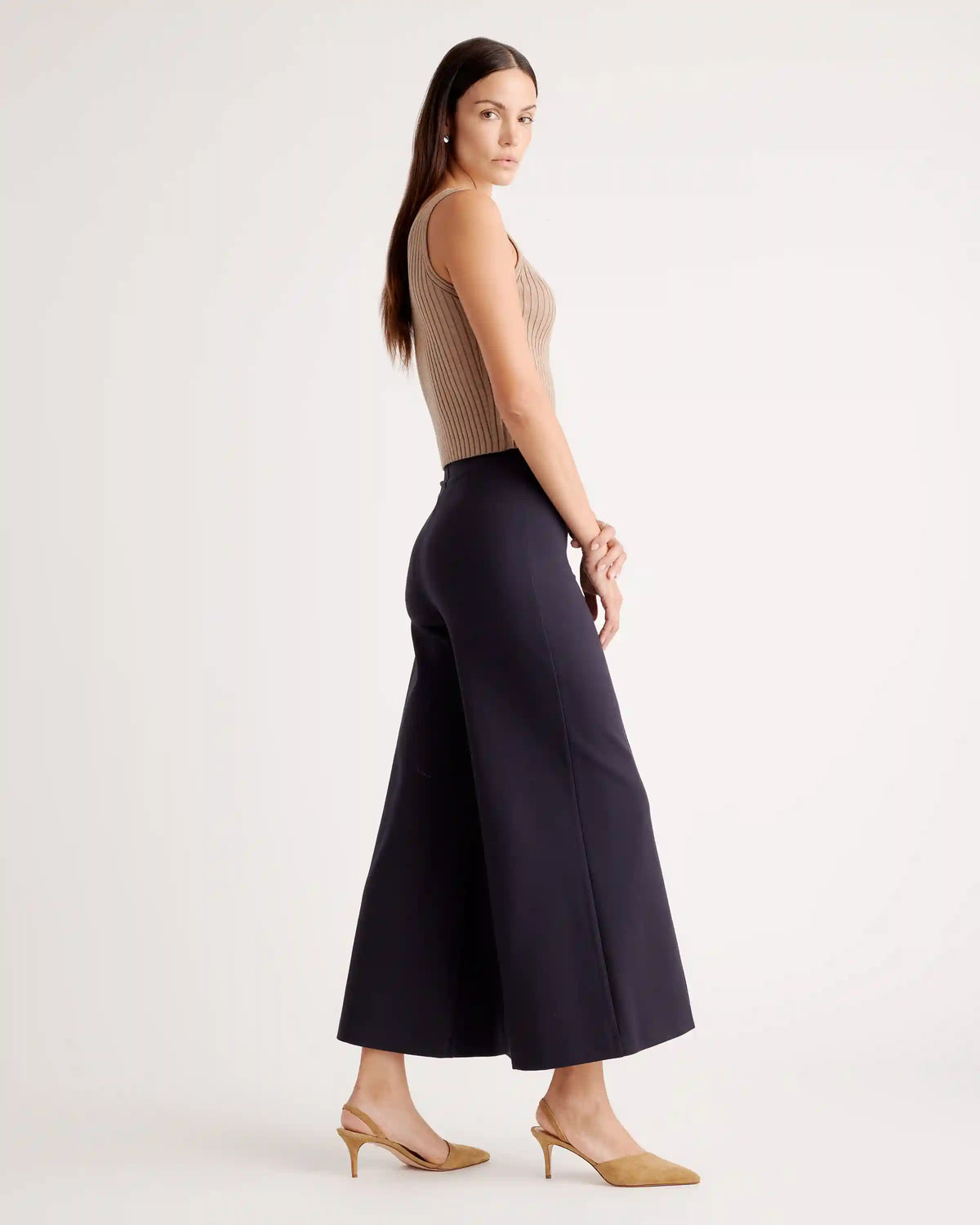 Ultra-Stretch Ponte Super Wide Leg Ankle Pants