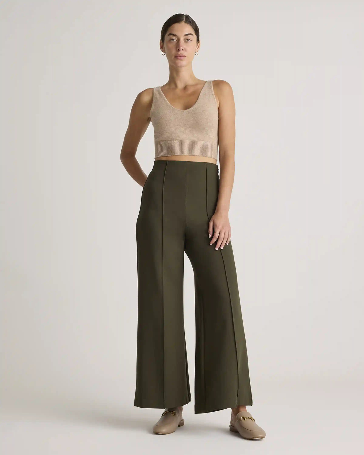 Ultra-Stretch Ponte Super Wide Leg Ankle Pants