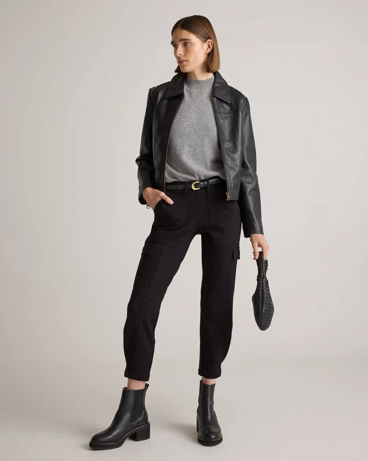 Ultra-Stretch Ponte Tapered Cargo Pants