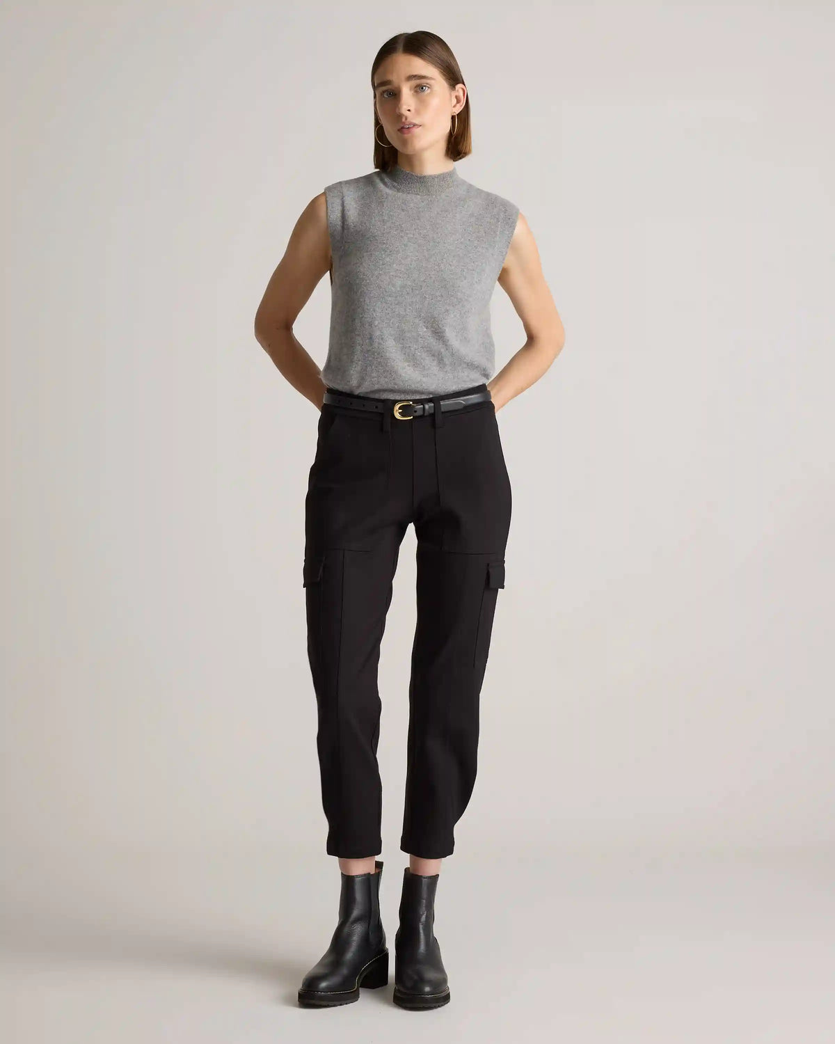 Ultra-Stretch Ponte Tapered Cargo Pants