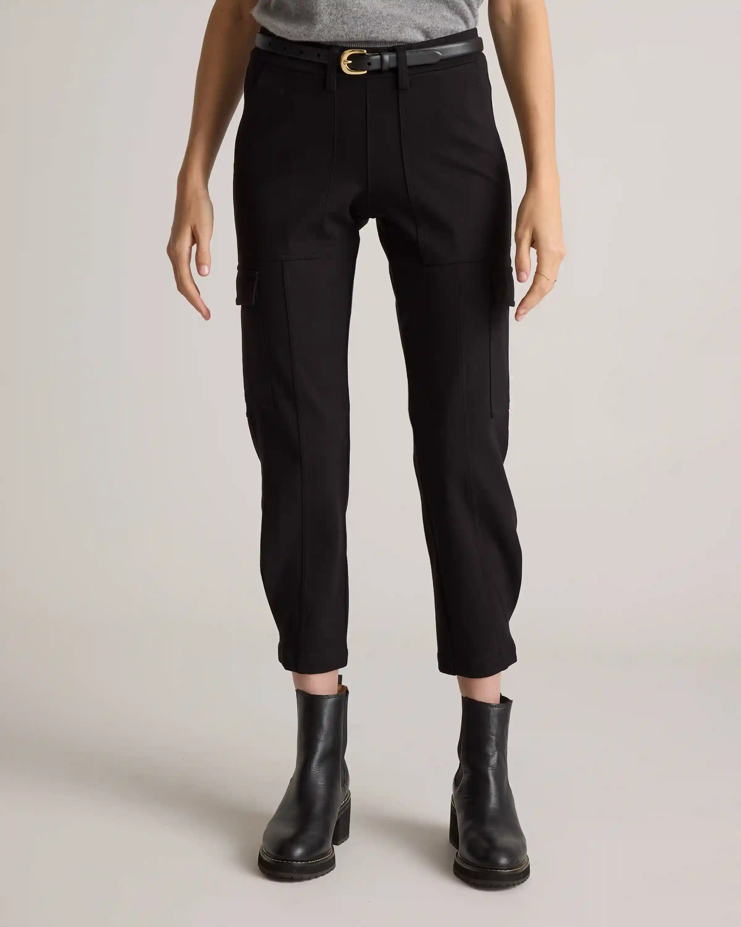 Ultra-Stretch Ponte Tapered Cargo Pants