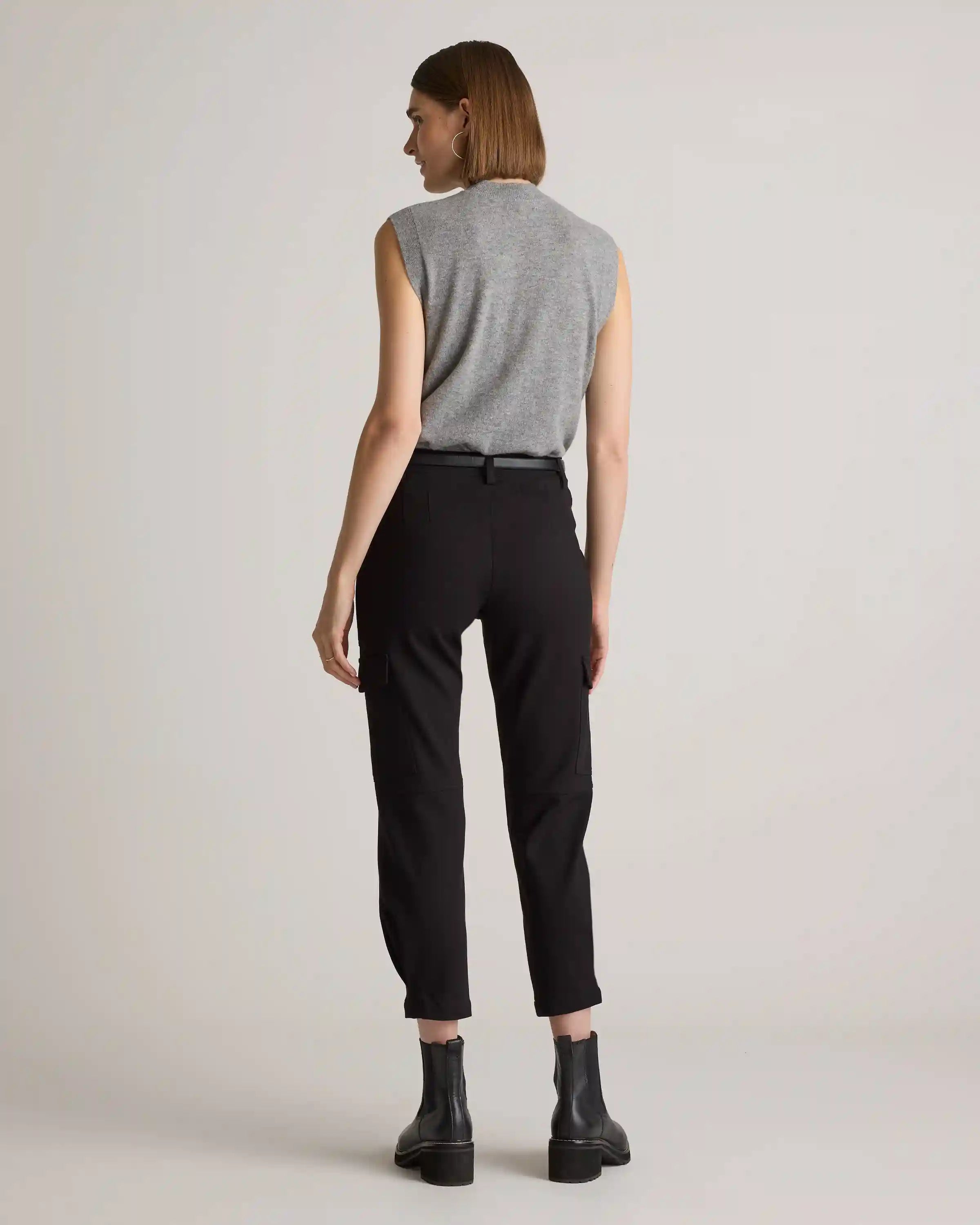 Ultra-Stretch Ponte Tapered Cargo Pants