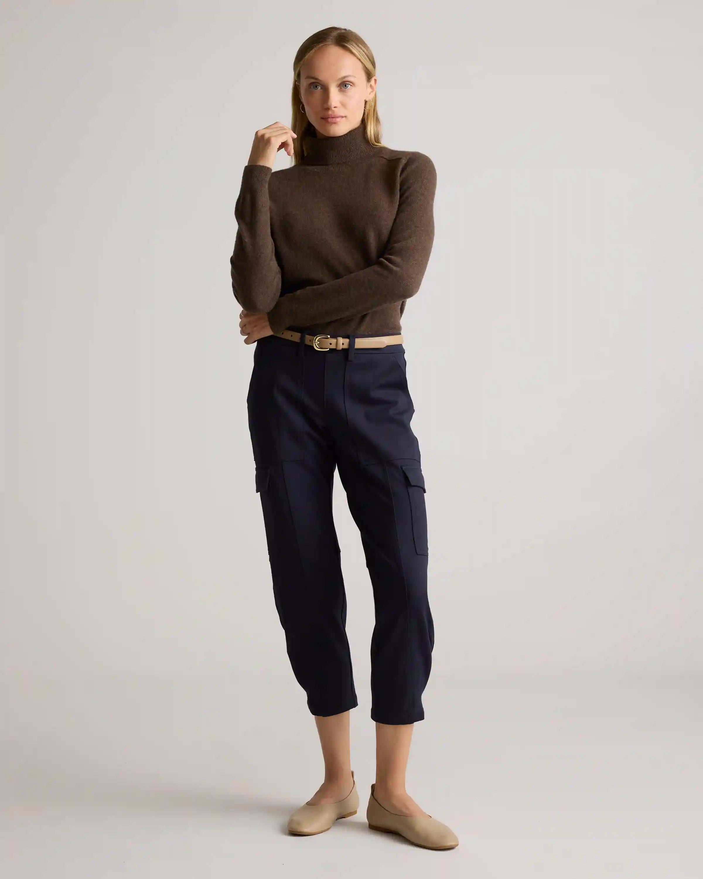 Ultra-Stretch Ponte Tapered Cargo Pants