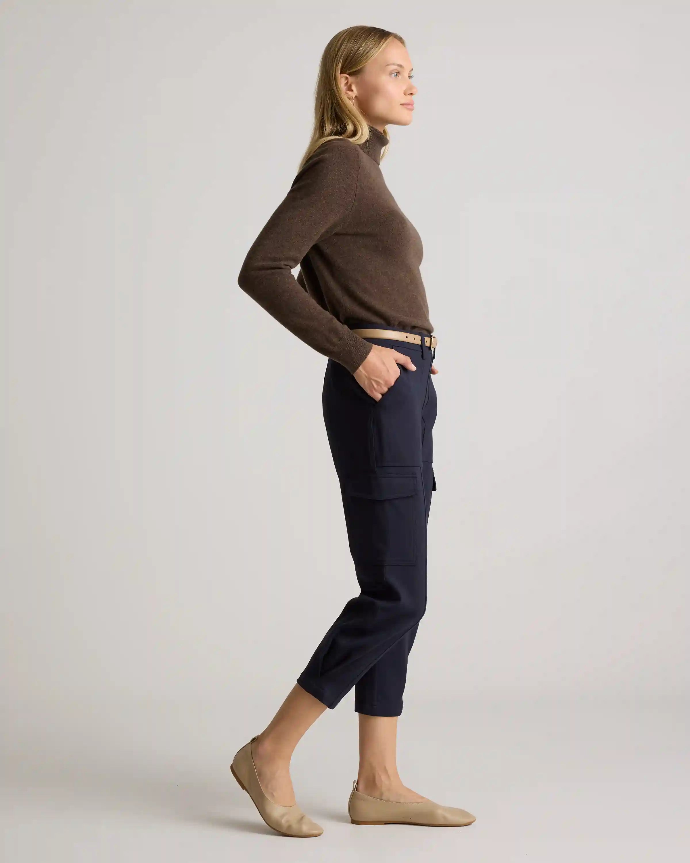 Ultra-Stretch Ponte Tapered Cargo Pants