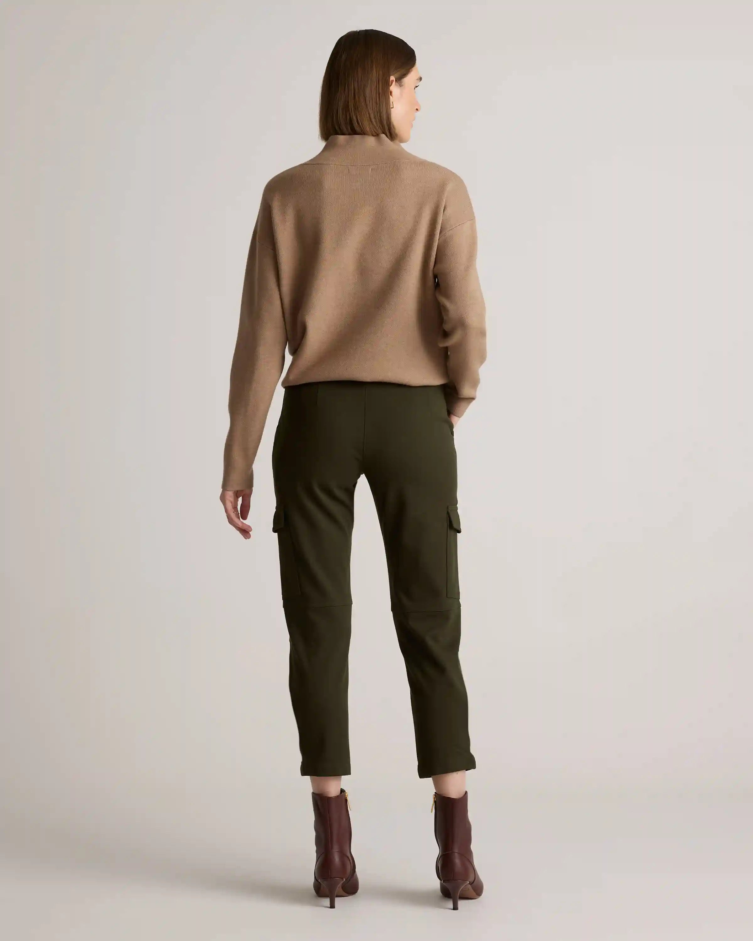 Ultra-Stretch Ponte Tapered Cargo Pants