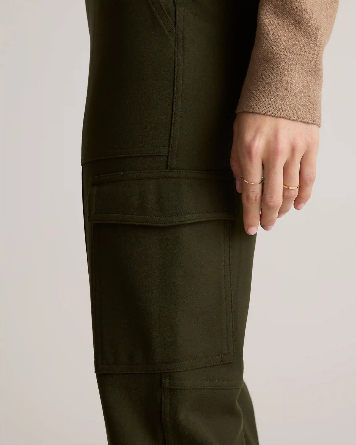 Ultra-Stretch Ponte Tapered Cargo Pants
