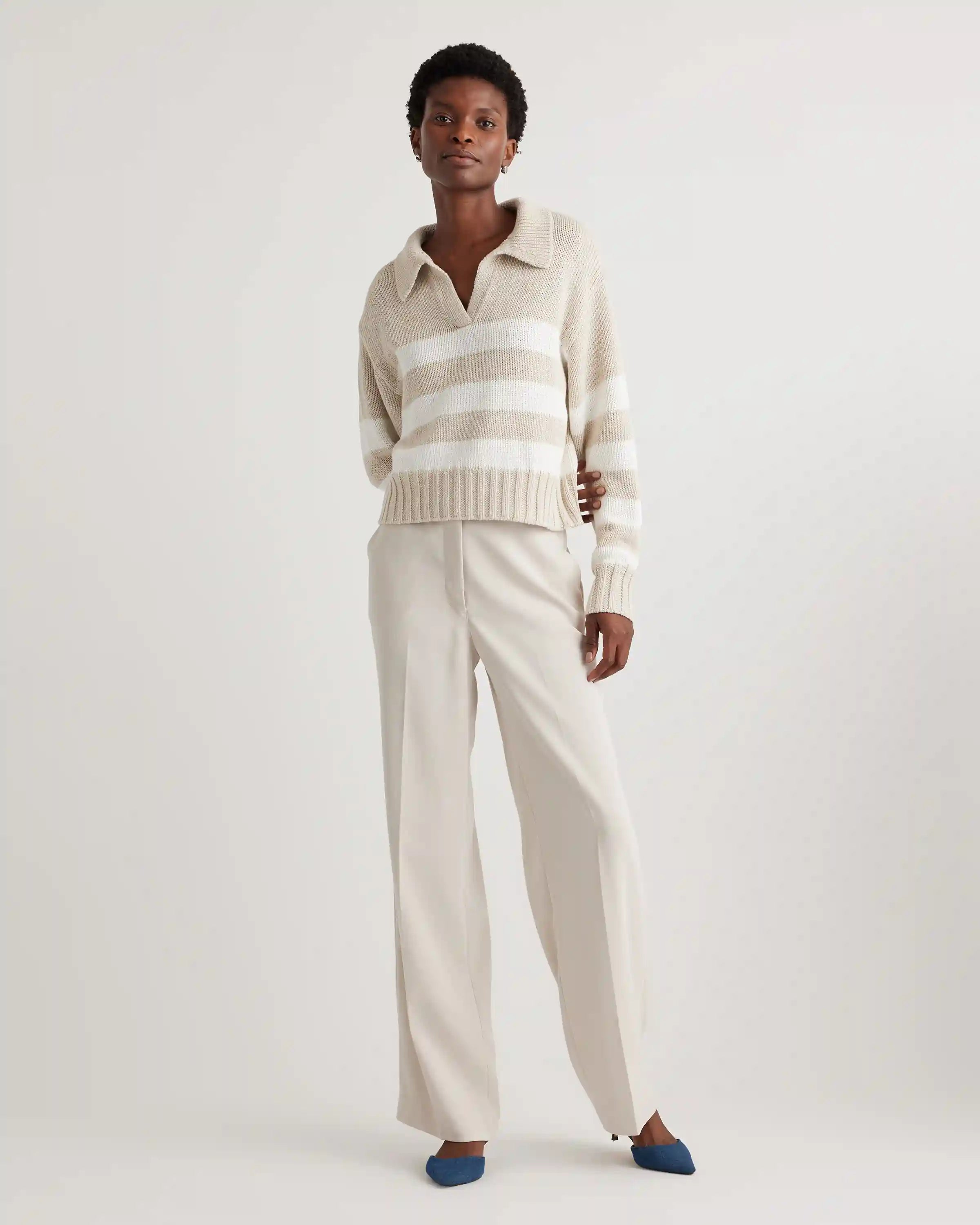 100% Organic Cropped Cotton Polo Sweater