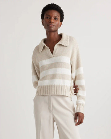 100% Organic Cropped Cotton Polo Sweater