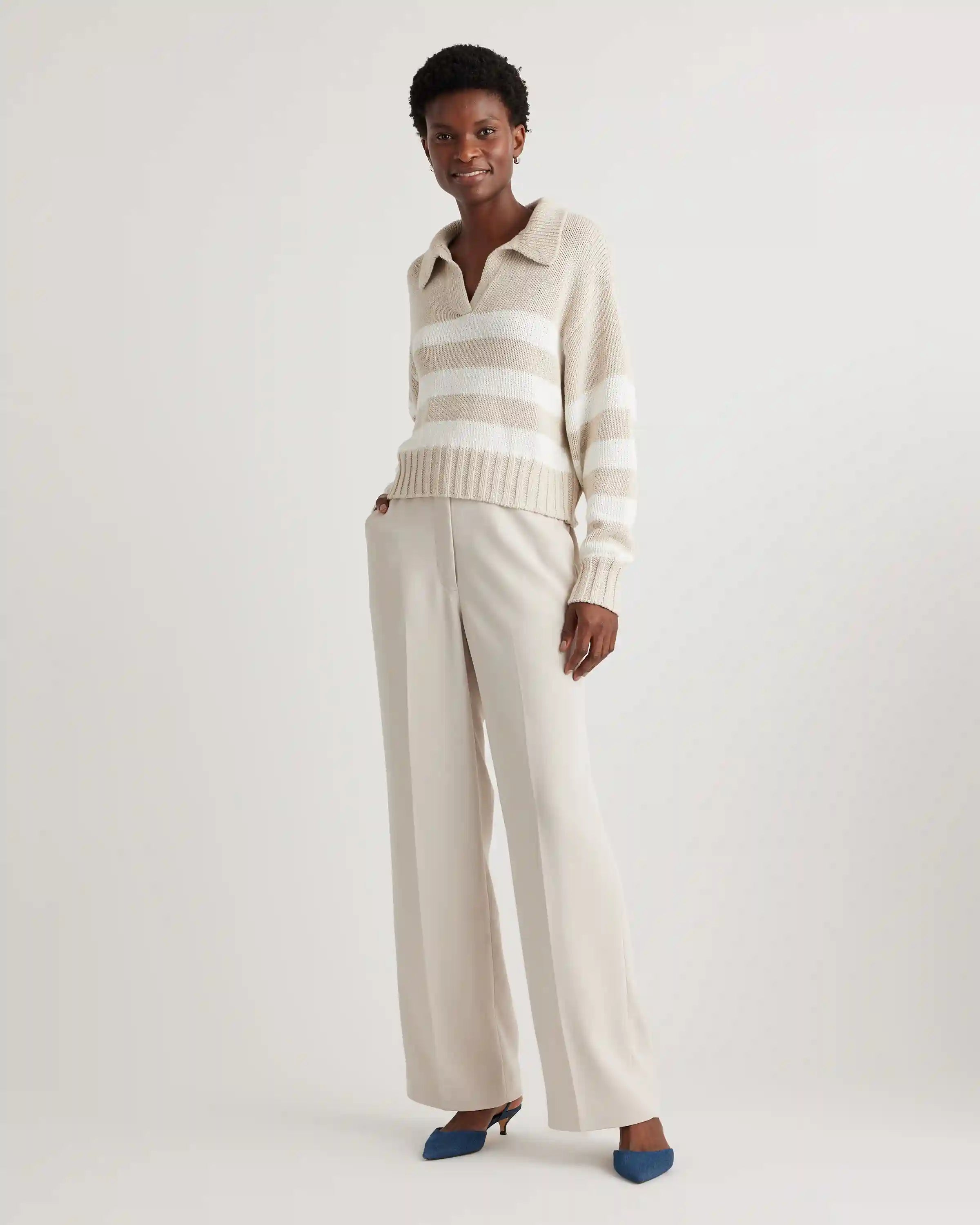 100% Organic Cropped Cotton Polo Sweater