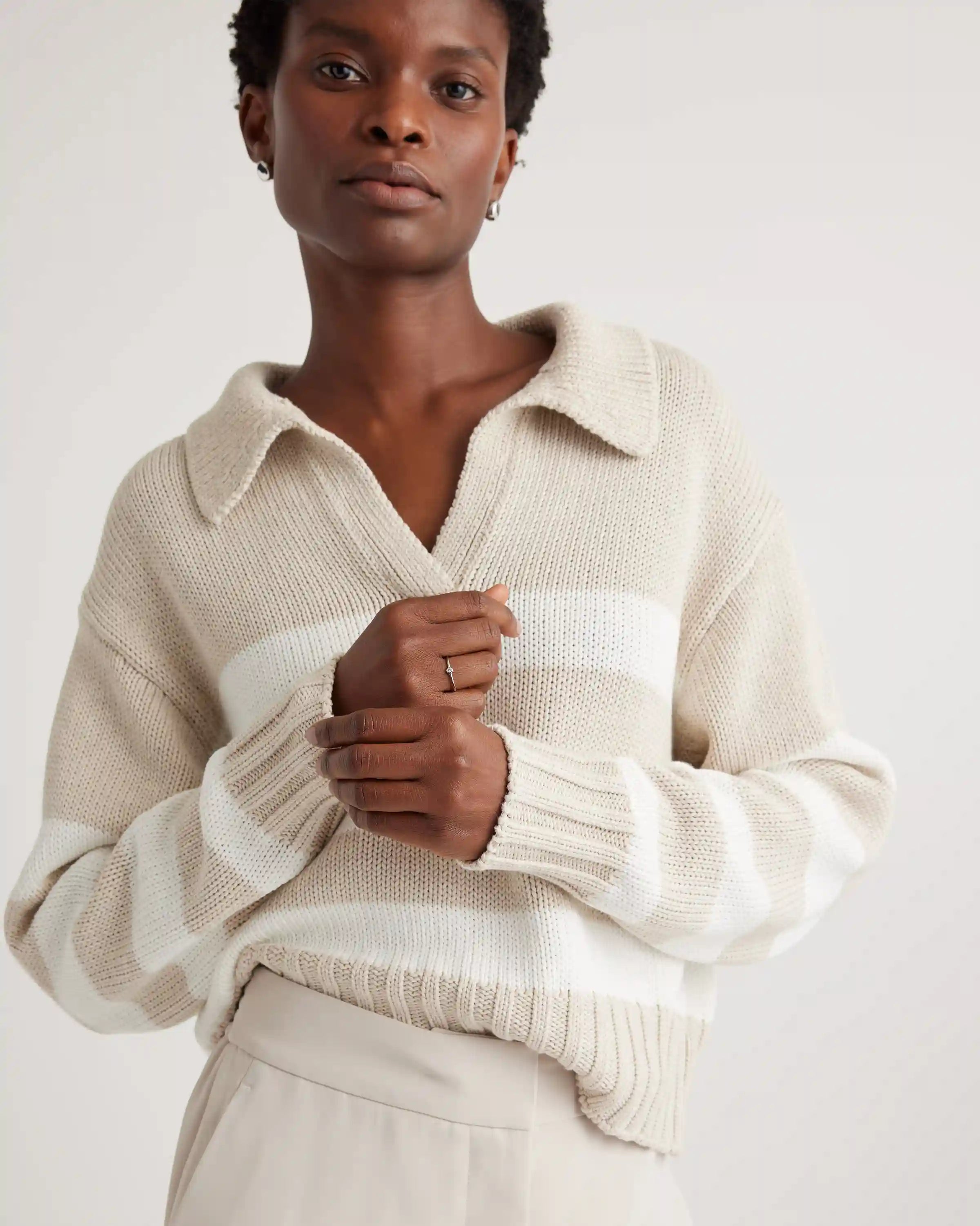 100% Organic Cropped Cotton Polo Sweater