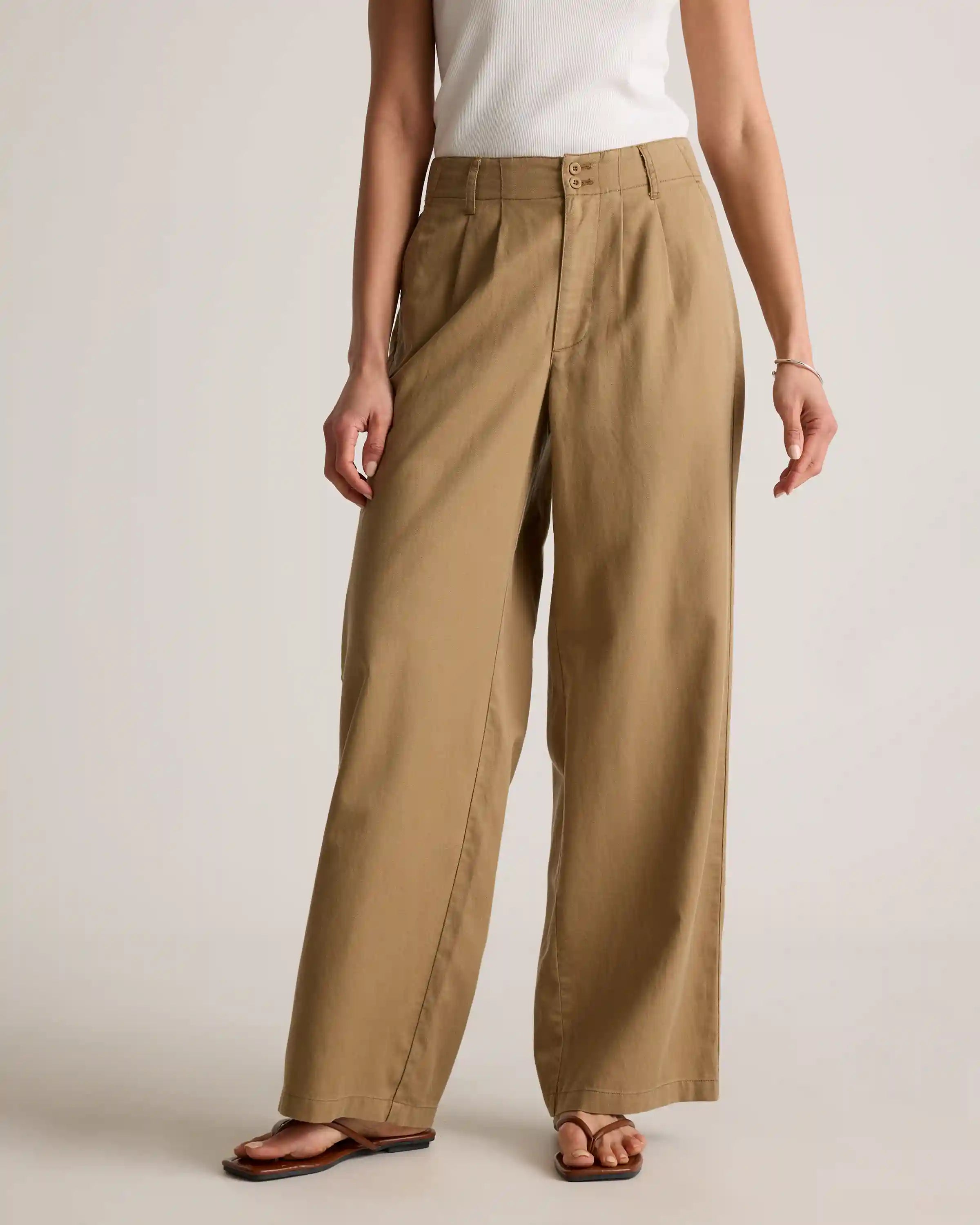 Drapey Twill Pleated Trouser