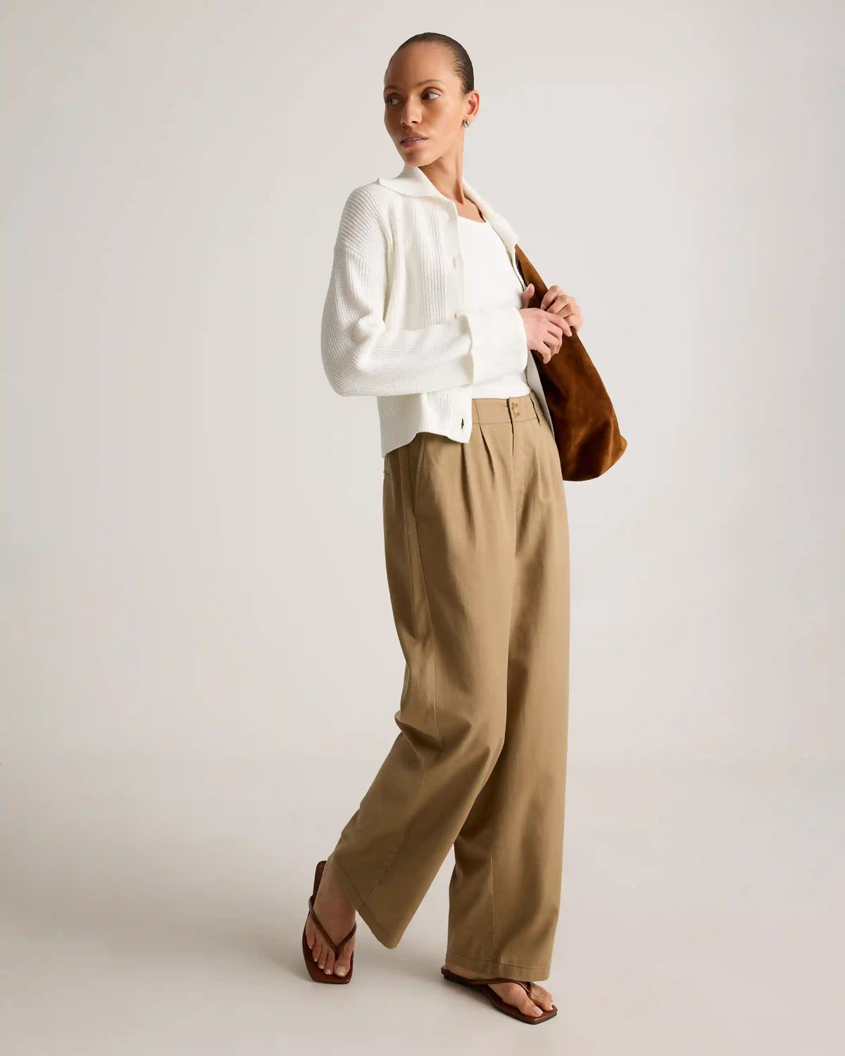 Drapey Twill Pleated Trouser