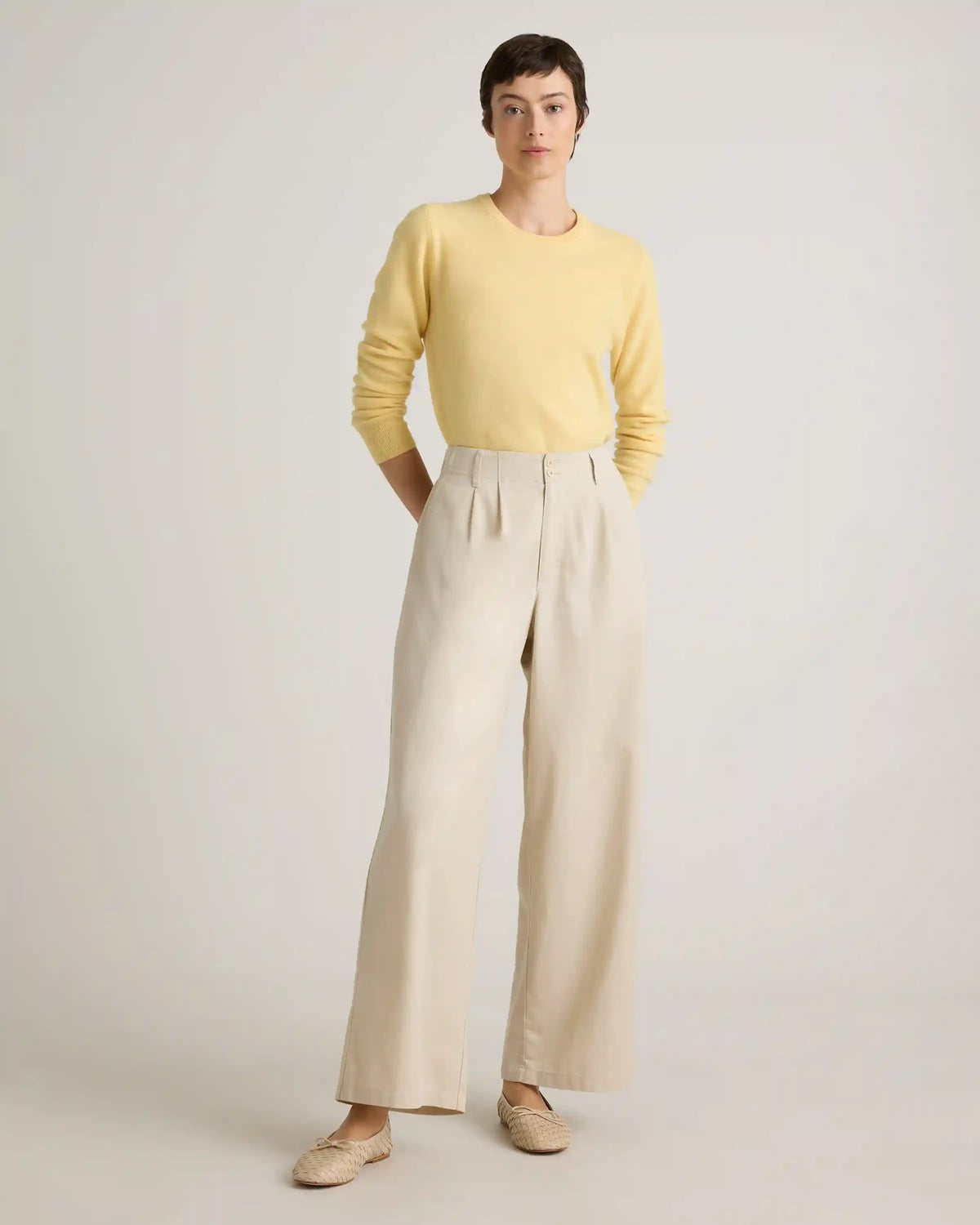 Drapey Twill Pleated Trouser