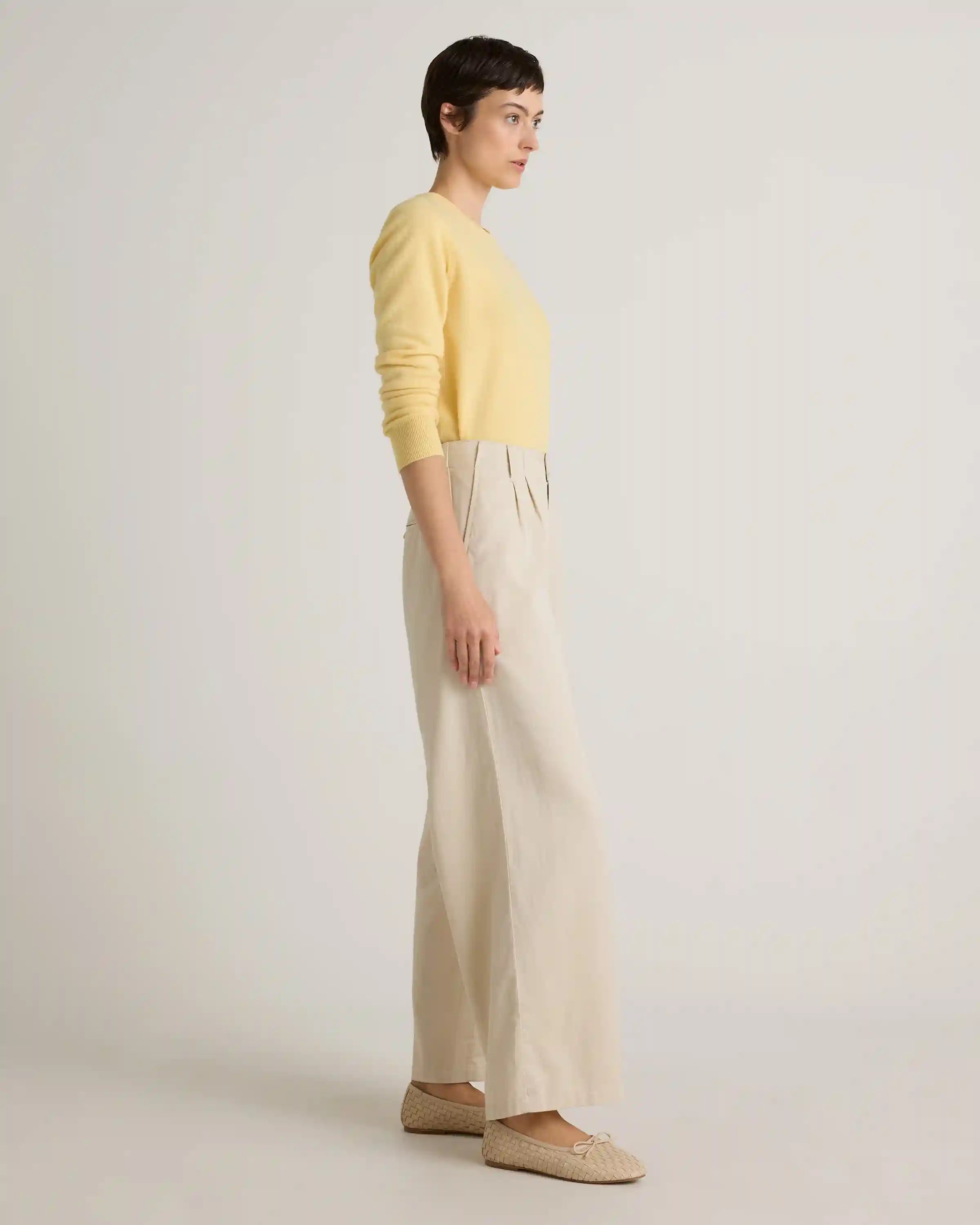 Drapey Twill Pleated Trouser