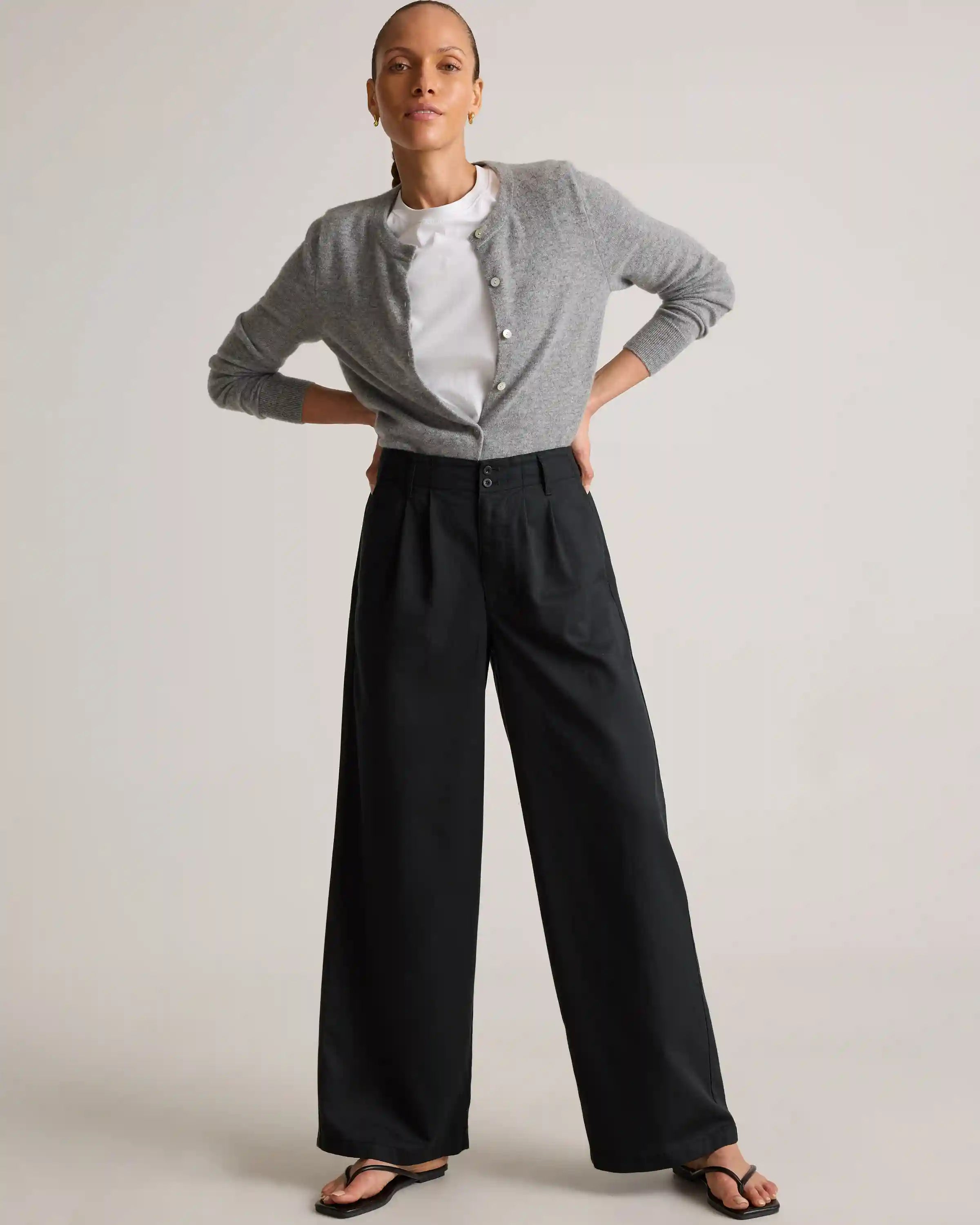 Drapey Twill Pleated Trouser